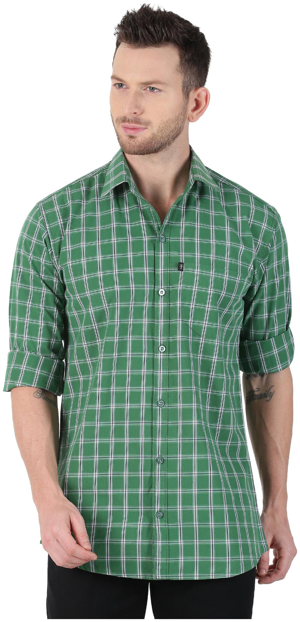 

LEVIZO Men Green Checked Regular Fit Casual Shirt