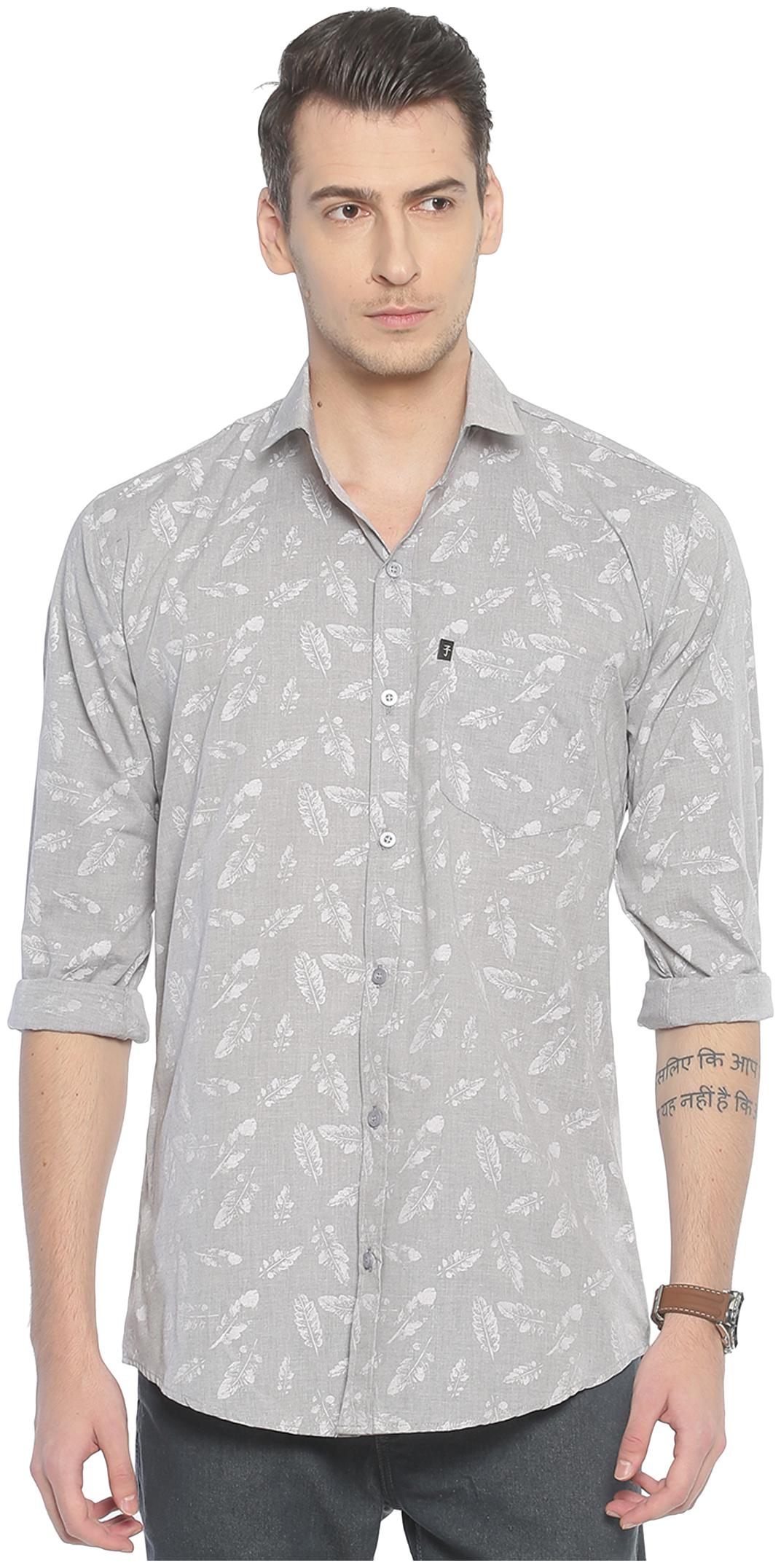 

LEVIZO Men Grey Printed Regular Fit Casual Shirt
