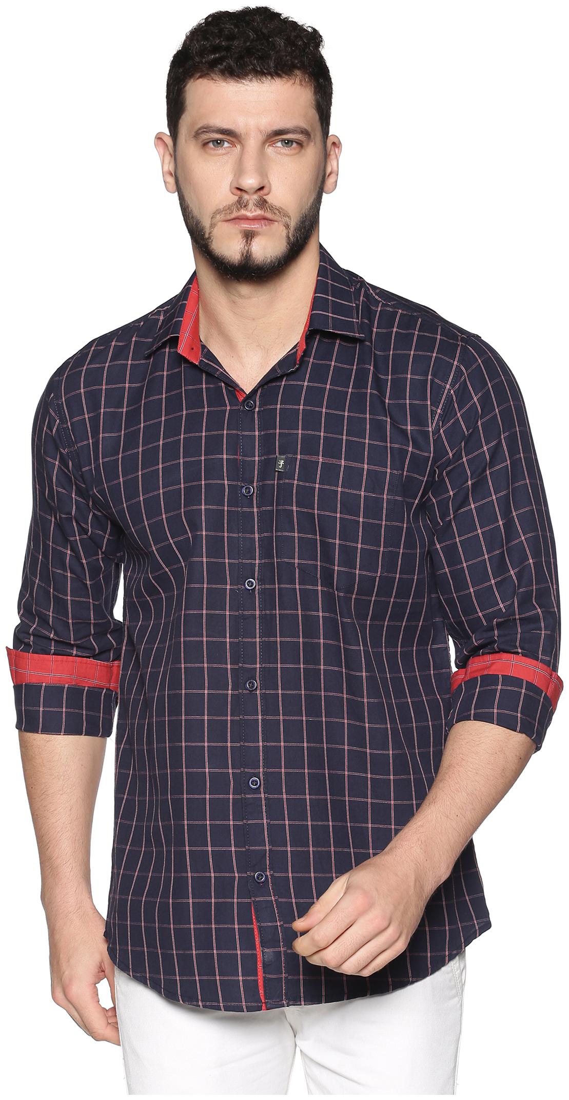 

LEVIZO Men Blue Checked Regular Fit Casual Shirt