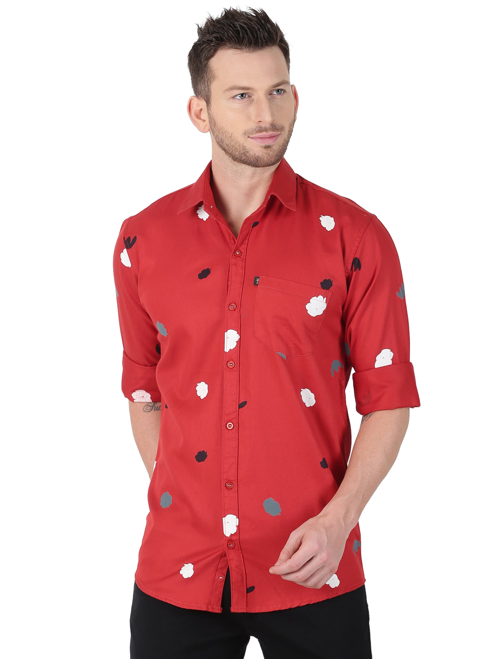 

LEVIZO Men Red Floral Regular Fit Casual Shirt