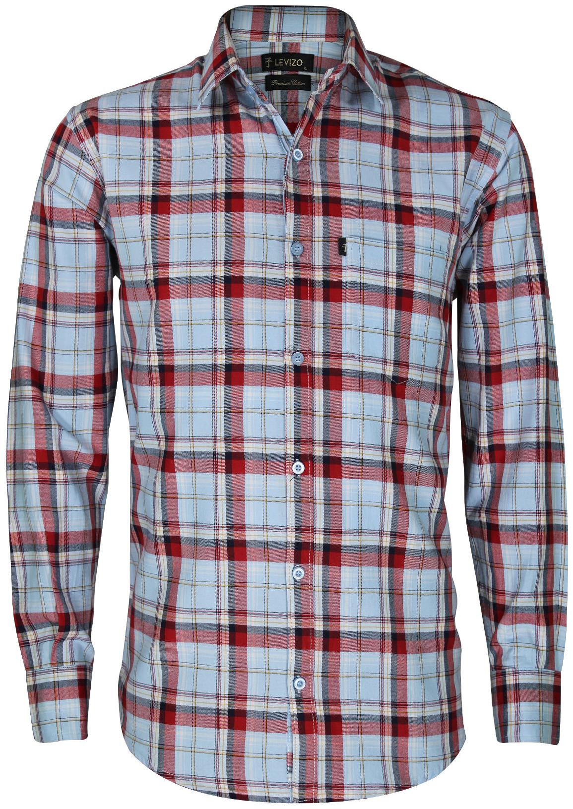 

LEVIZO Men Blue Red Checked Regular Fit Casual Shirt