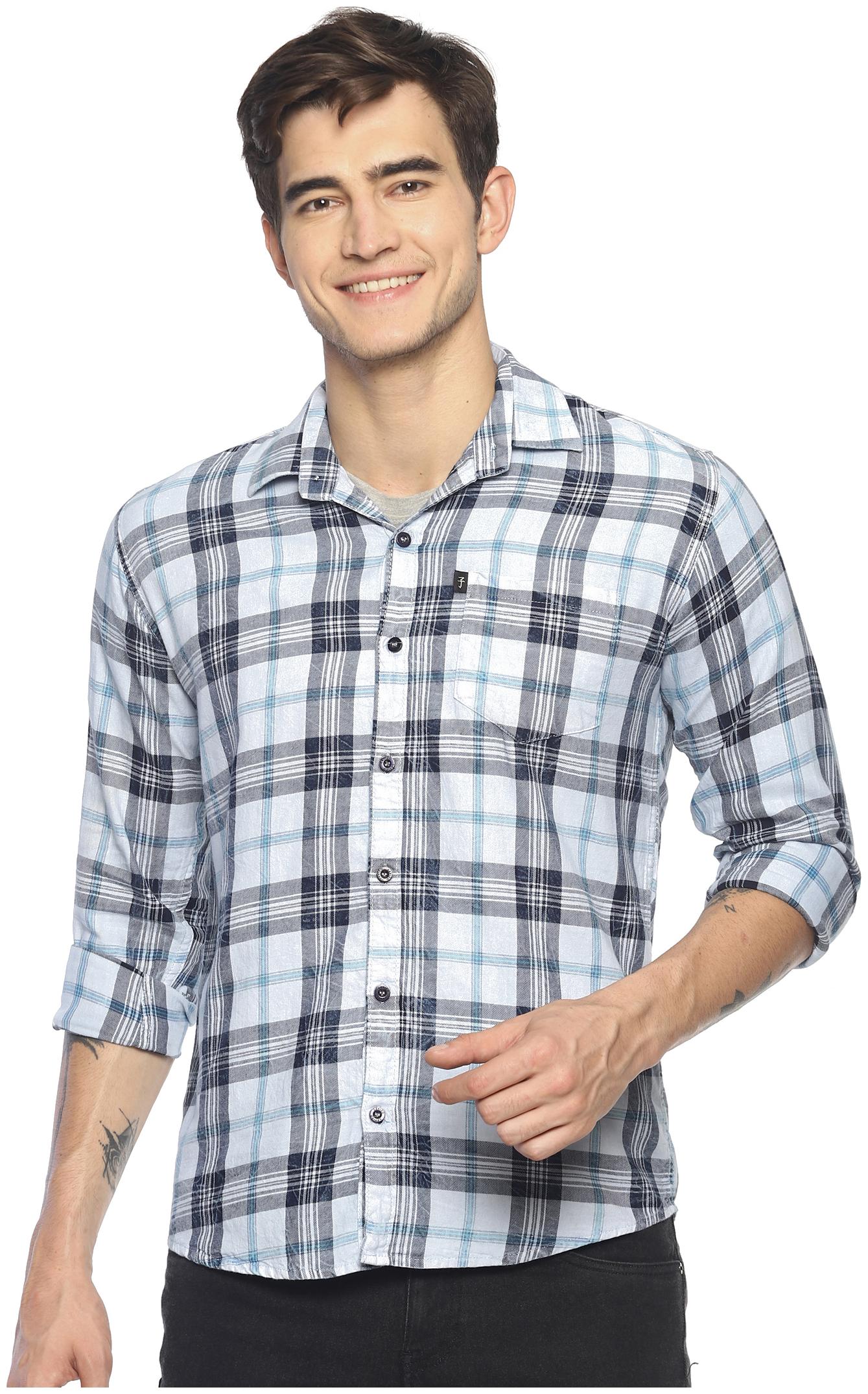 

LEVIZO Men Blue Checked Regular Fit Casual Shirt
