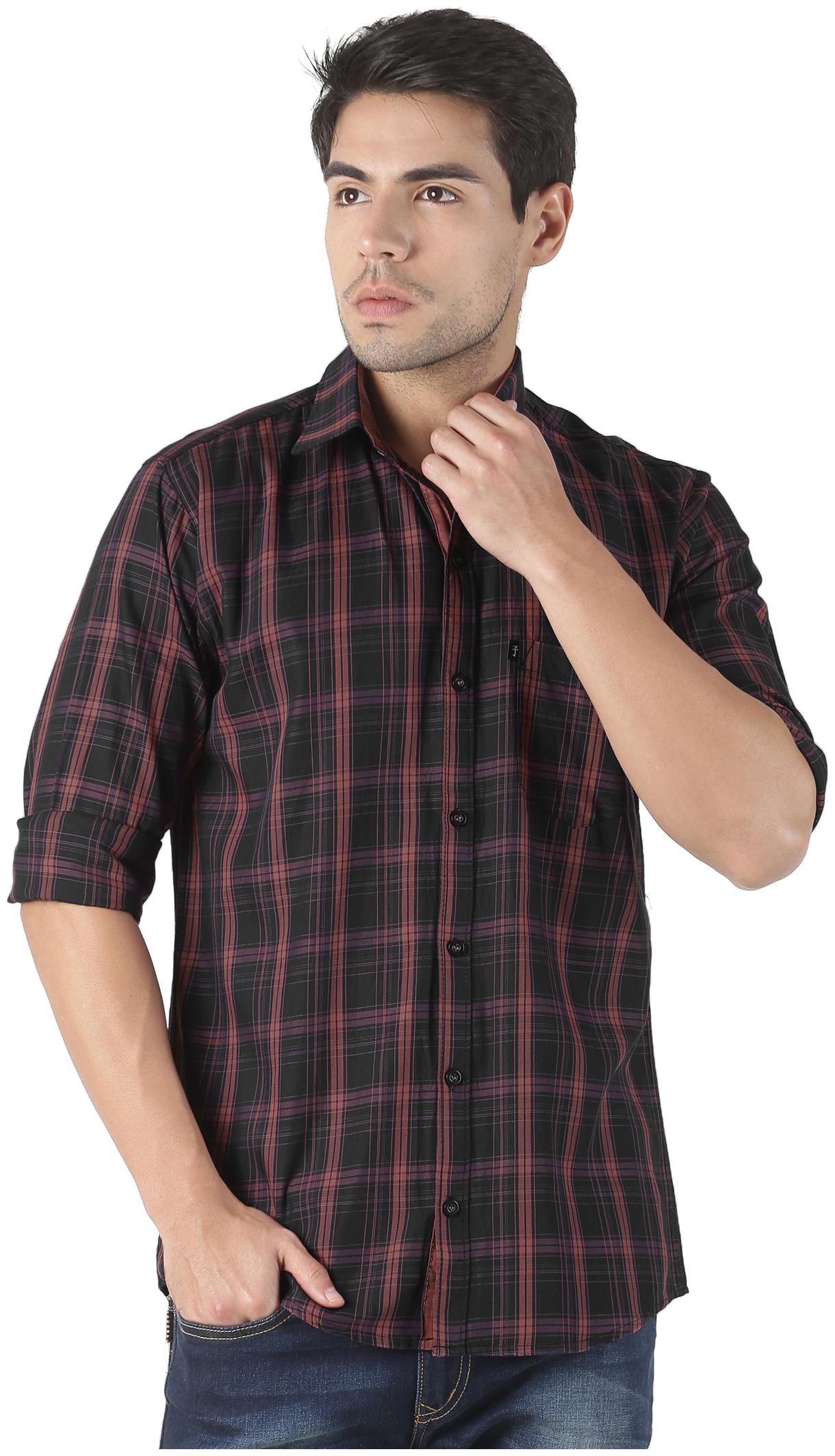 

LEVIZO Men Navy Blue Checked Regular Fit Casual Shirt
