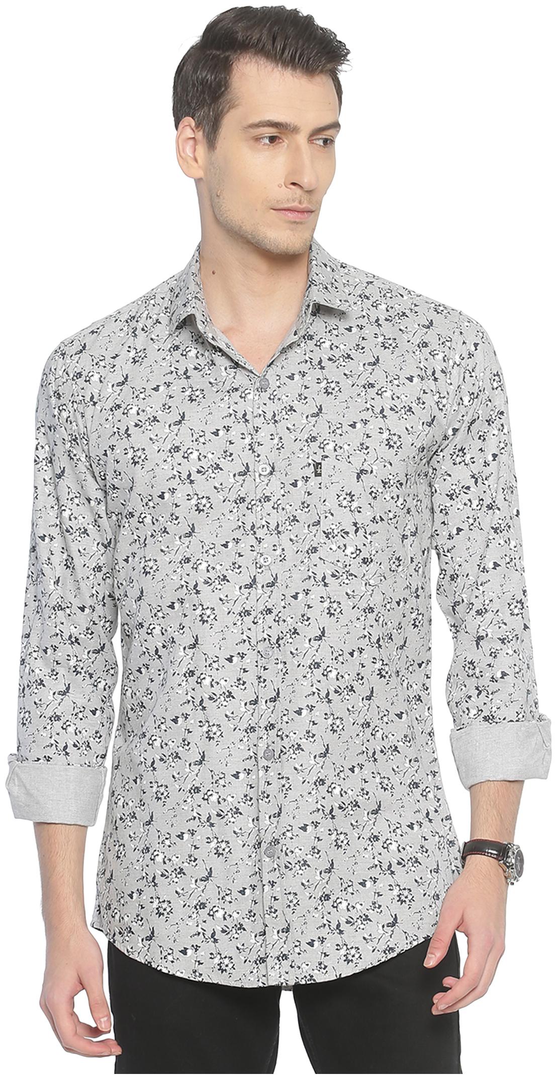 

LEVIZO Men Grey Floral Regular Fit Casual Shirt