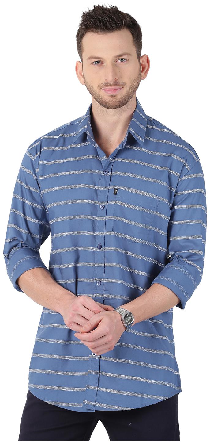 

LEVIZO Men Blue Horizontal Stripes Regular Fit Casual Shirt