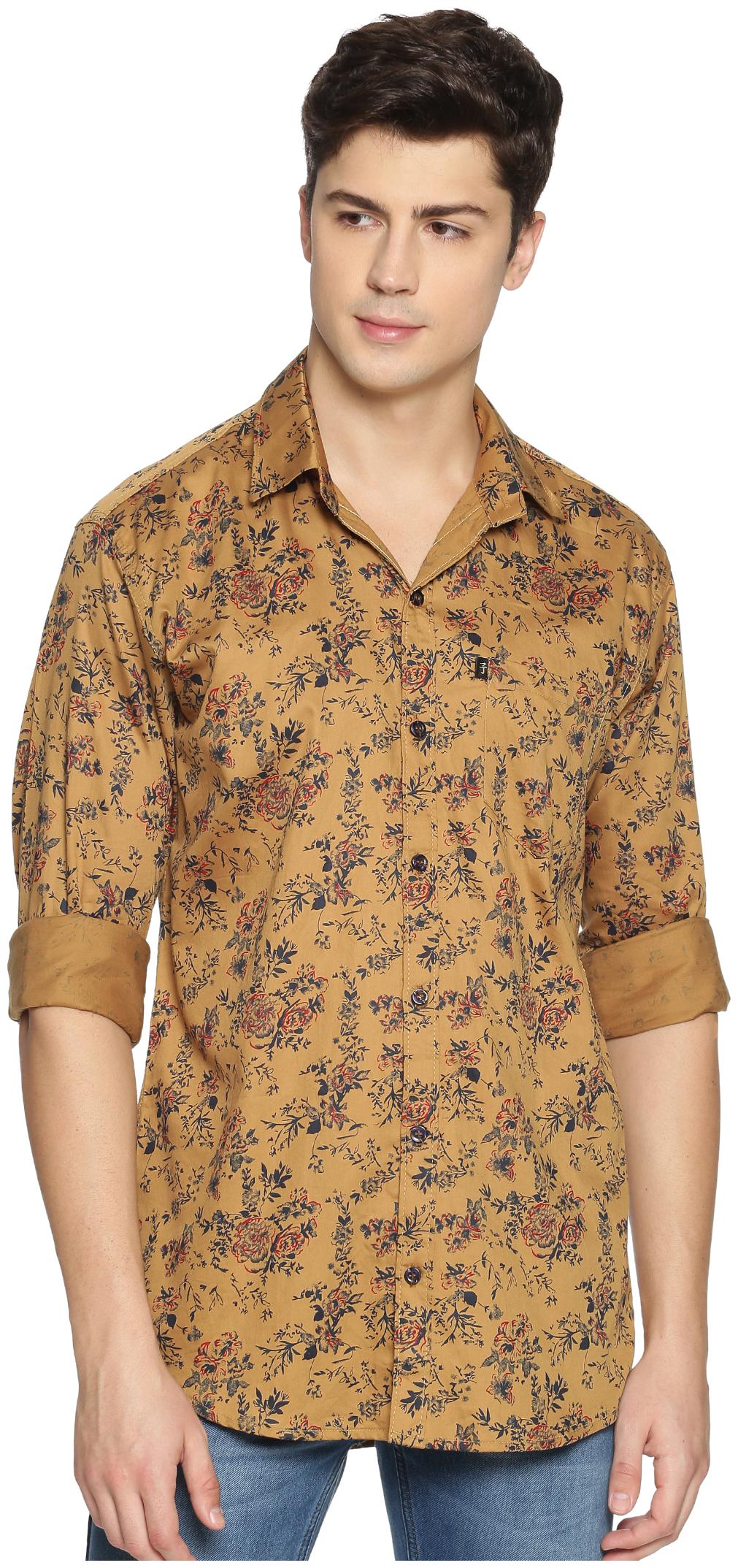 

LEVIZO Men Beige Floral Regular Fit Casual Shirt