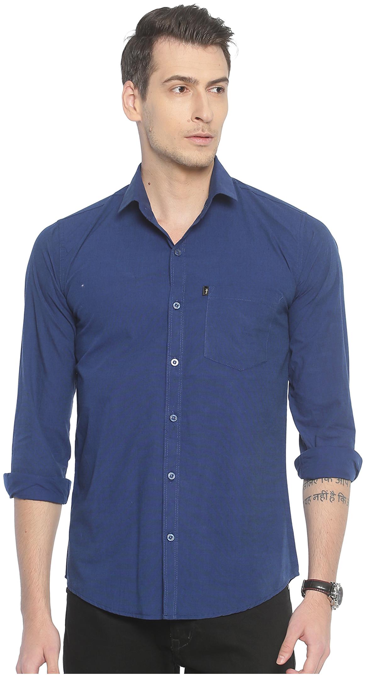 

LEVIZO Men Blue Solid Regular Fit Casual Shirt