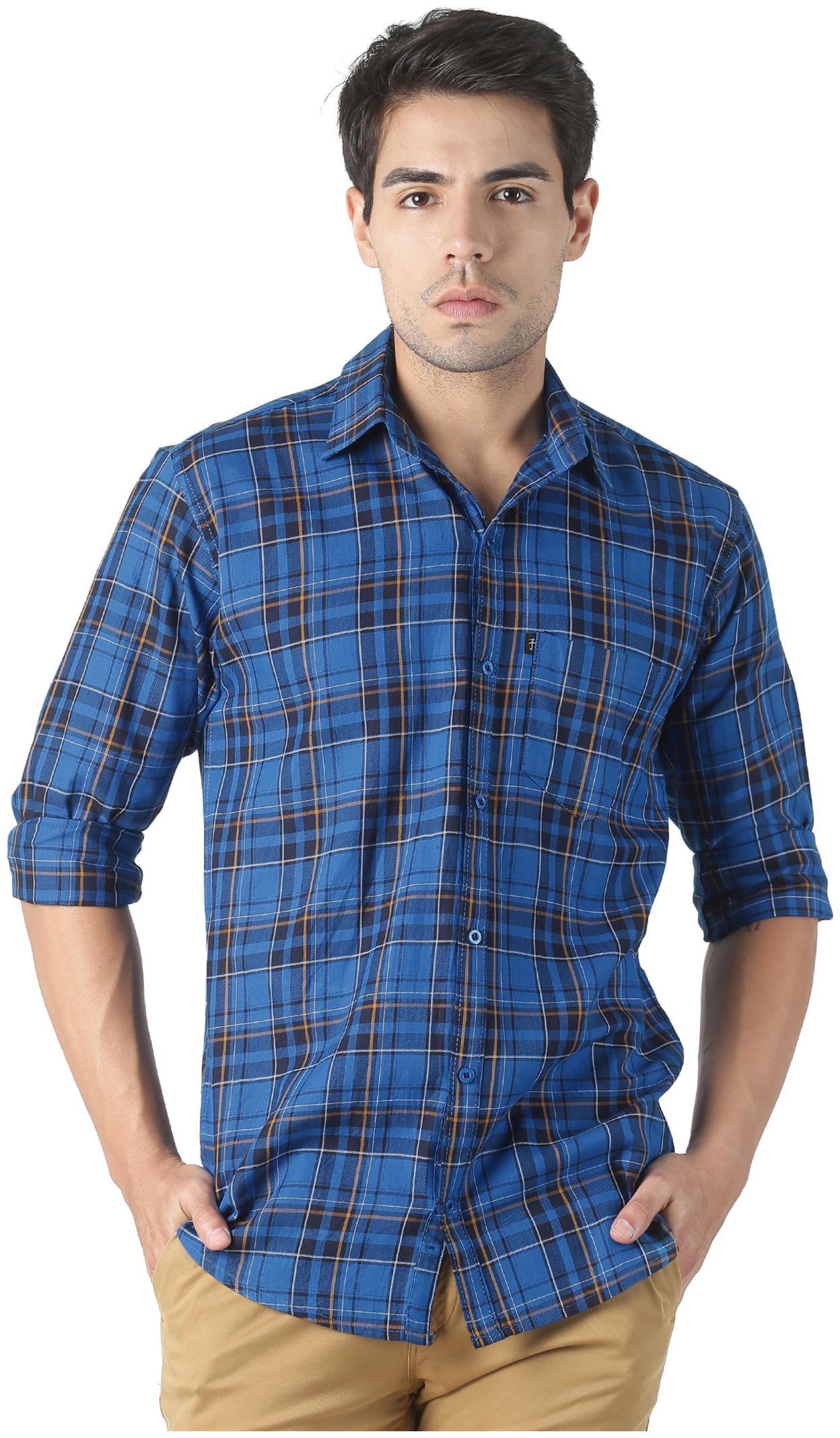 

LEVIZO Men Blue Checked Regular Fit Casual Shirt