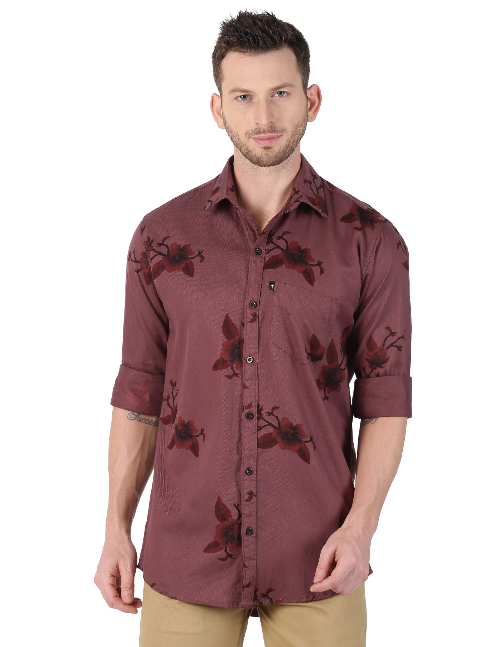 

LEVIZO Men Brown Floral Regular Fit Casual Shirt