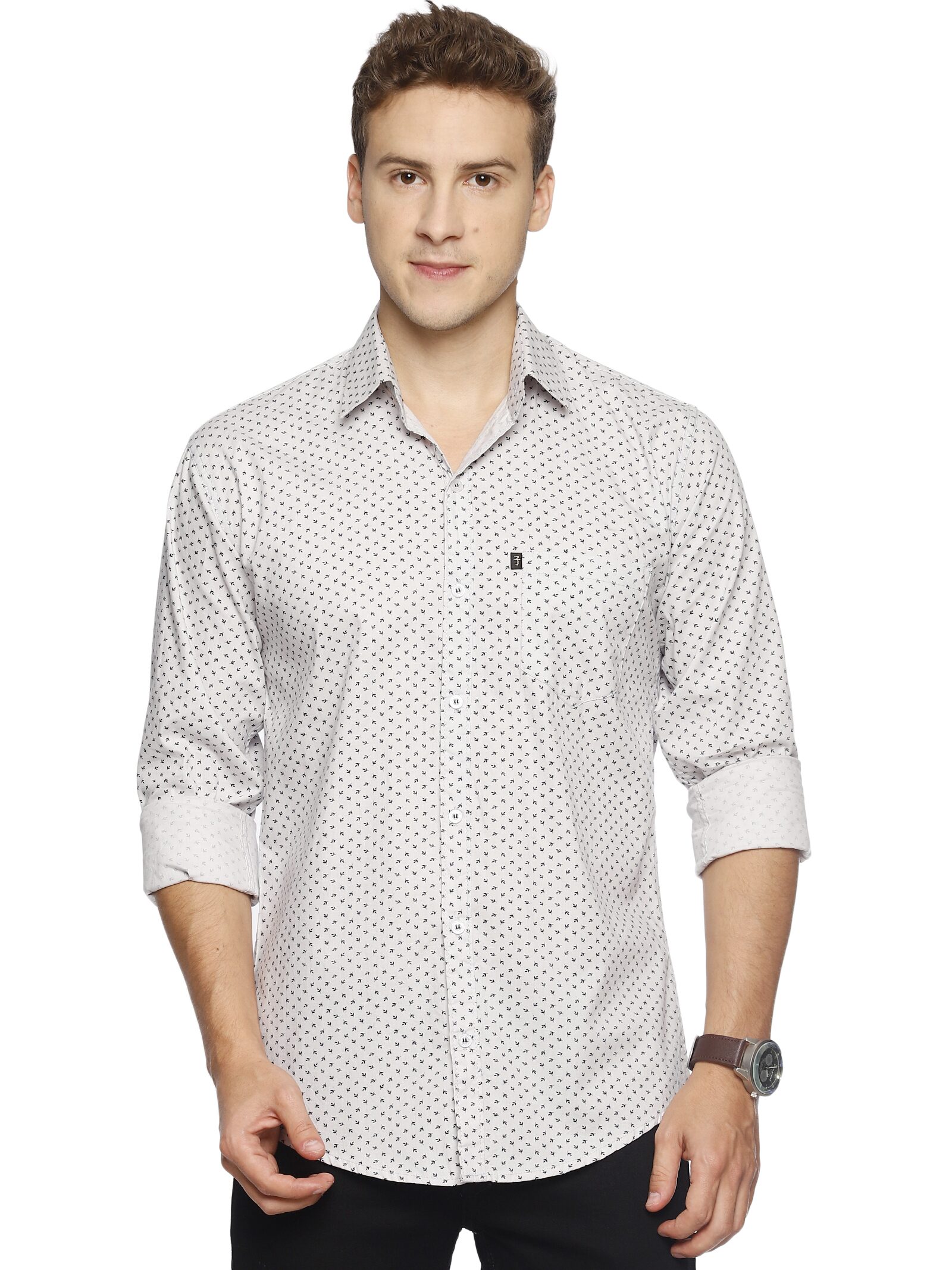 

LEVIZO Men Grey Printed Regular Fit Casual Shirt