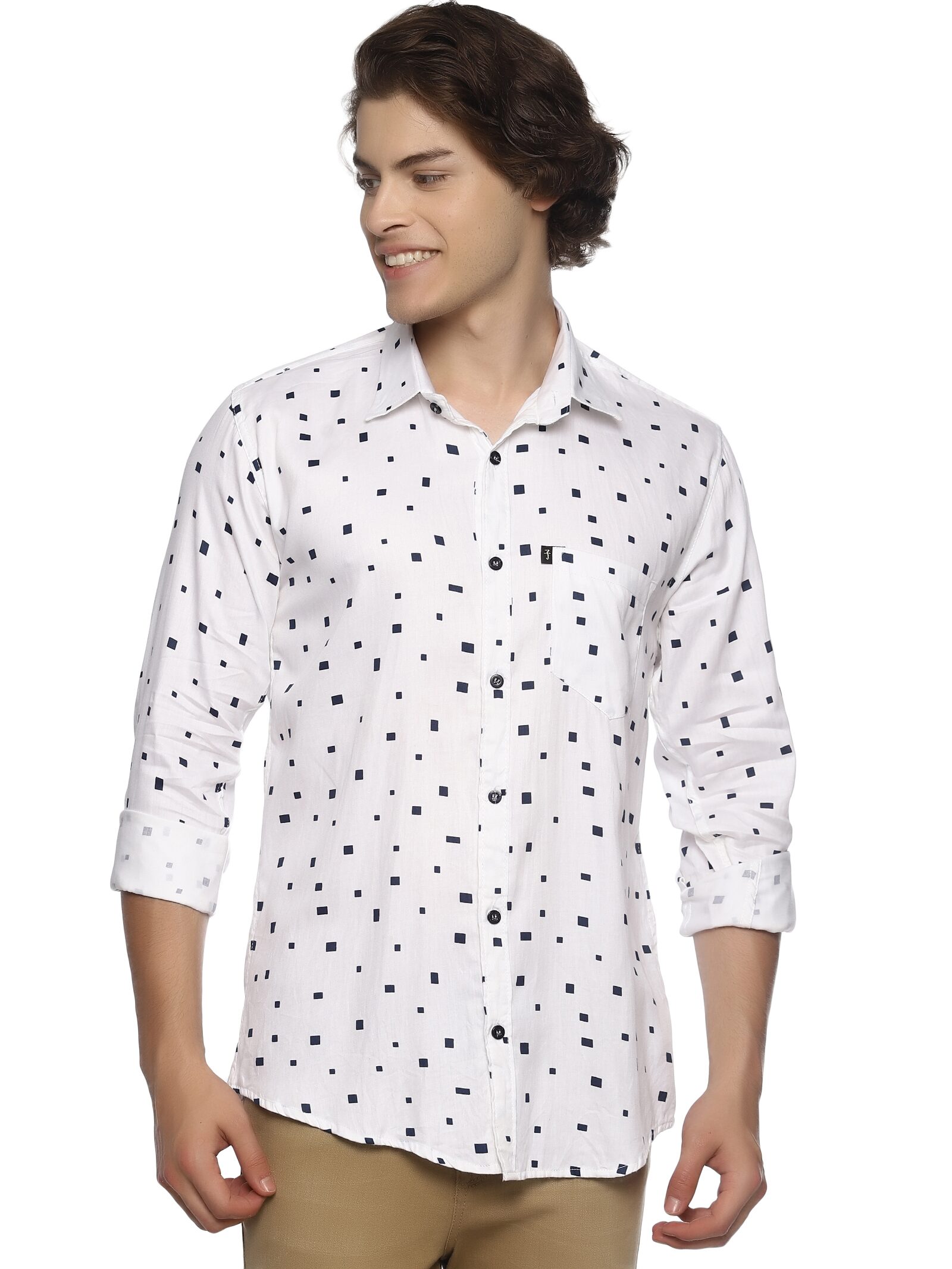 

LEVIZO Men White Printed Regular Fit Casual Shirt