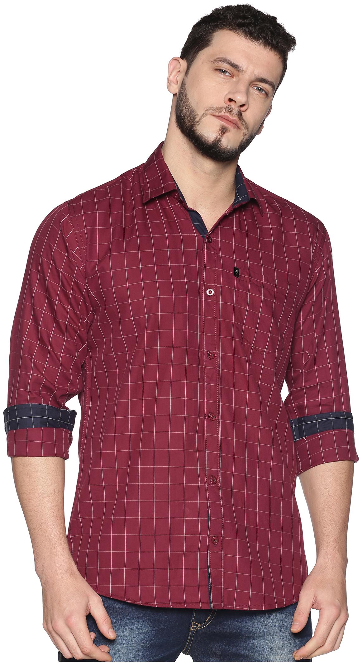 

LEVIZO Men Maroon Checked Regular Fit Casual Shirt