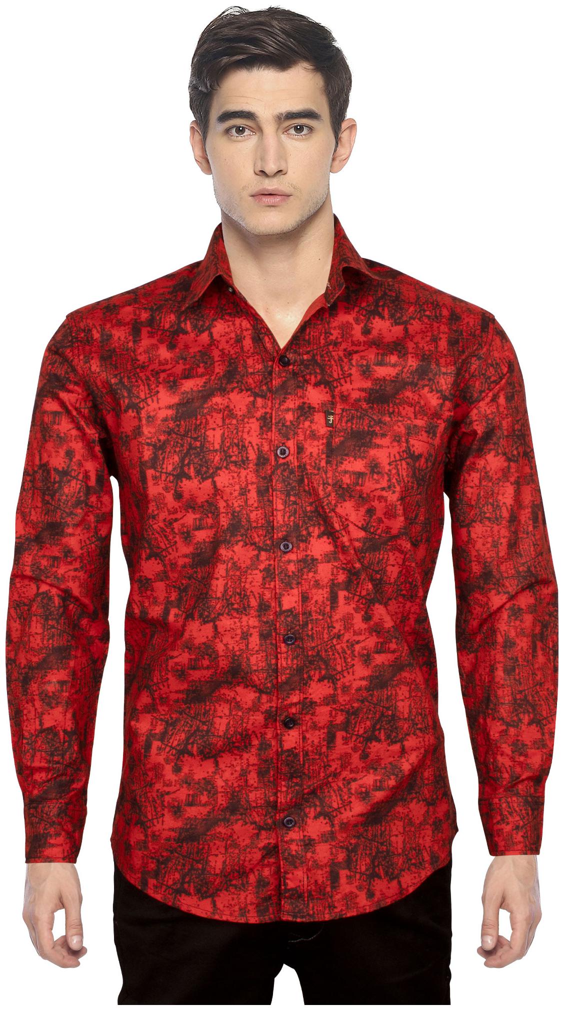

LEVIZO Men Red Abstract Regular Fit Casual Shirt