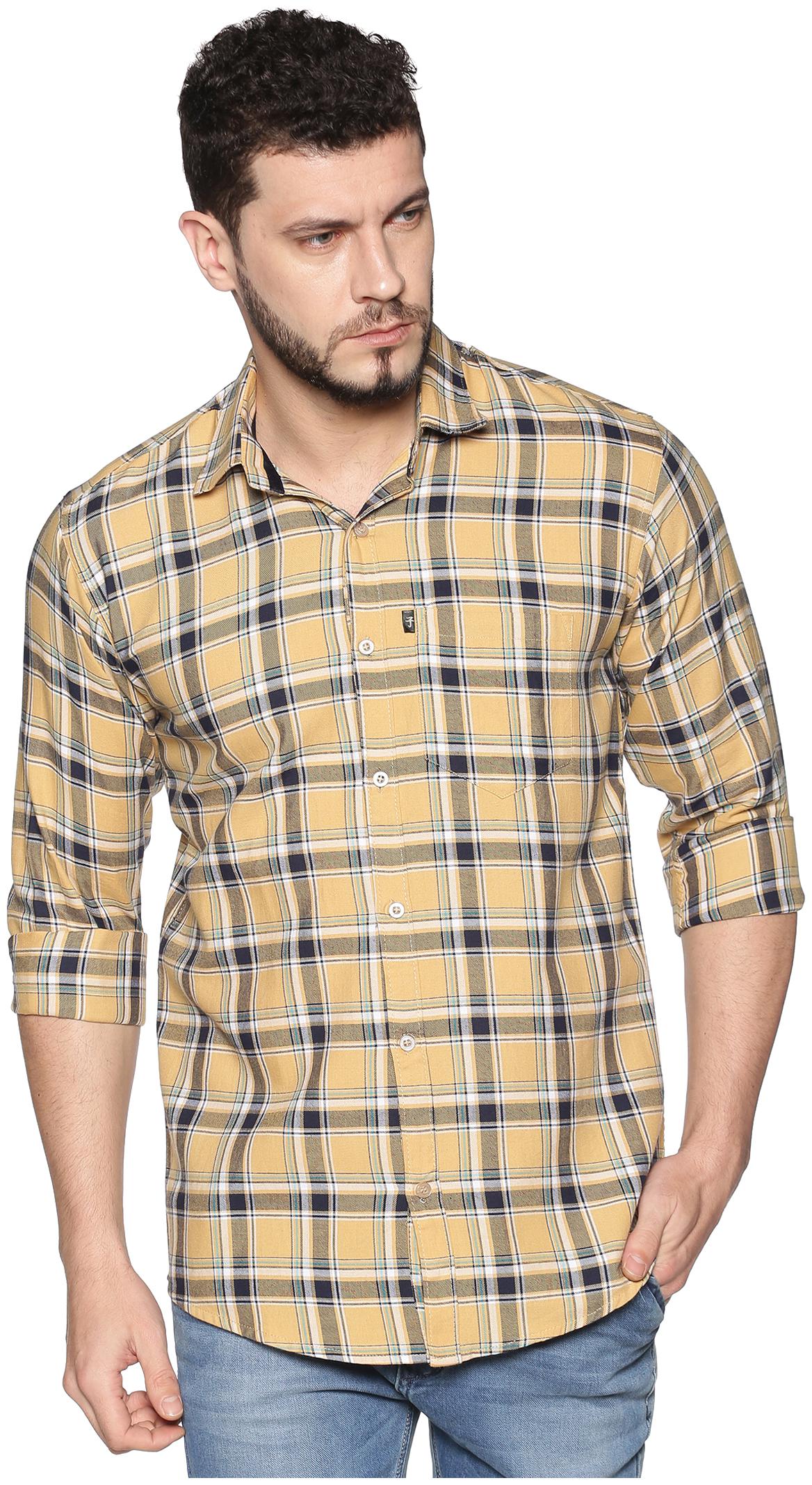 

LEVIZO Men Beige Checked Regular Fit Casual Shirt