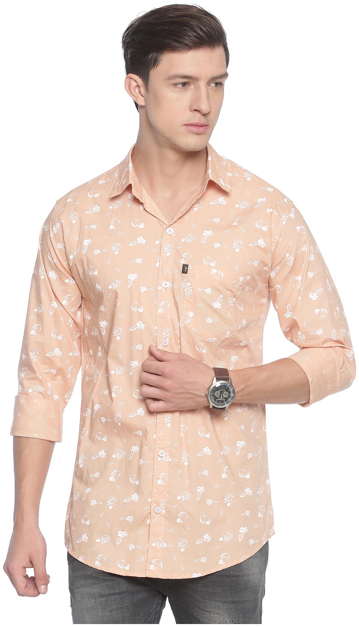 

LEVIZO Men Orange Floral Regular Fit Casual Shirt