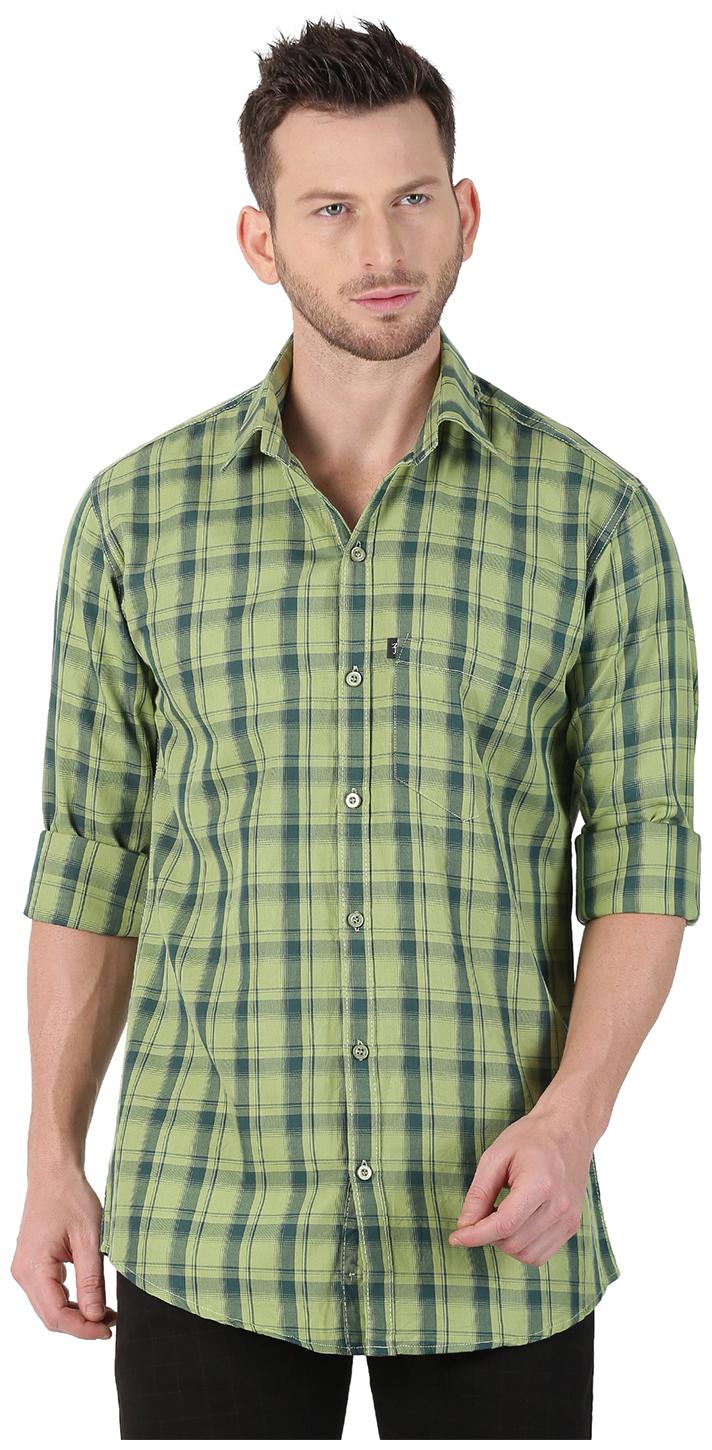 

LEVIZO Men Green Checked Regular Fit Casual Shirt