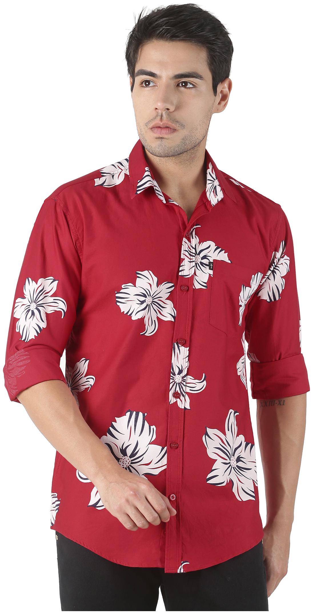 

LEVIZO Men Maroon Floral Regular Fit Casual Shirt