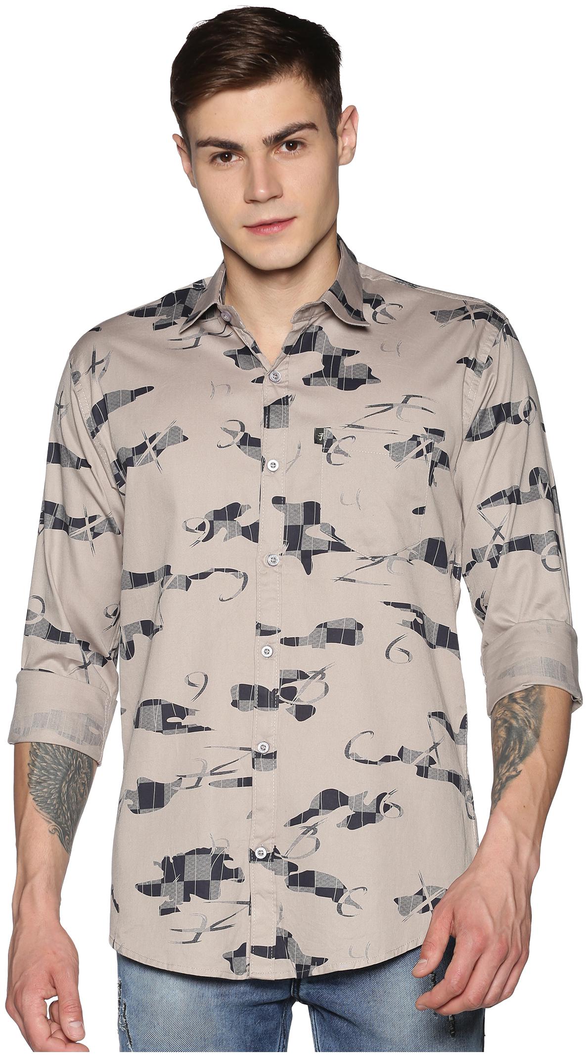 

LEVIZO Men Grey Printed Regular Fit Casual Shirt