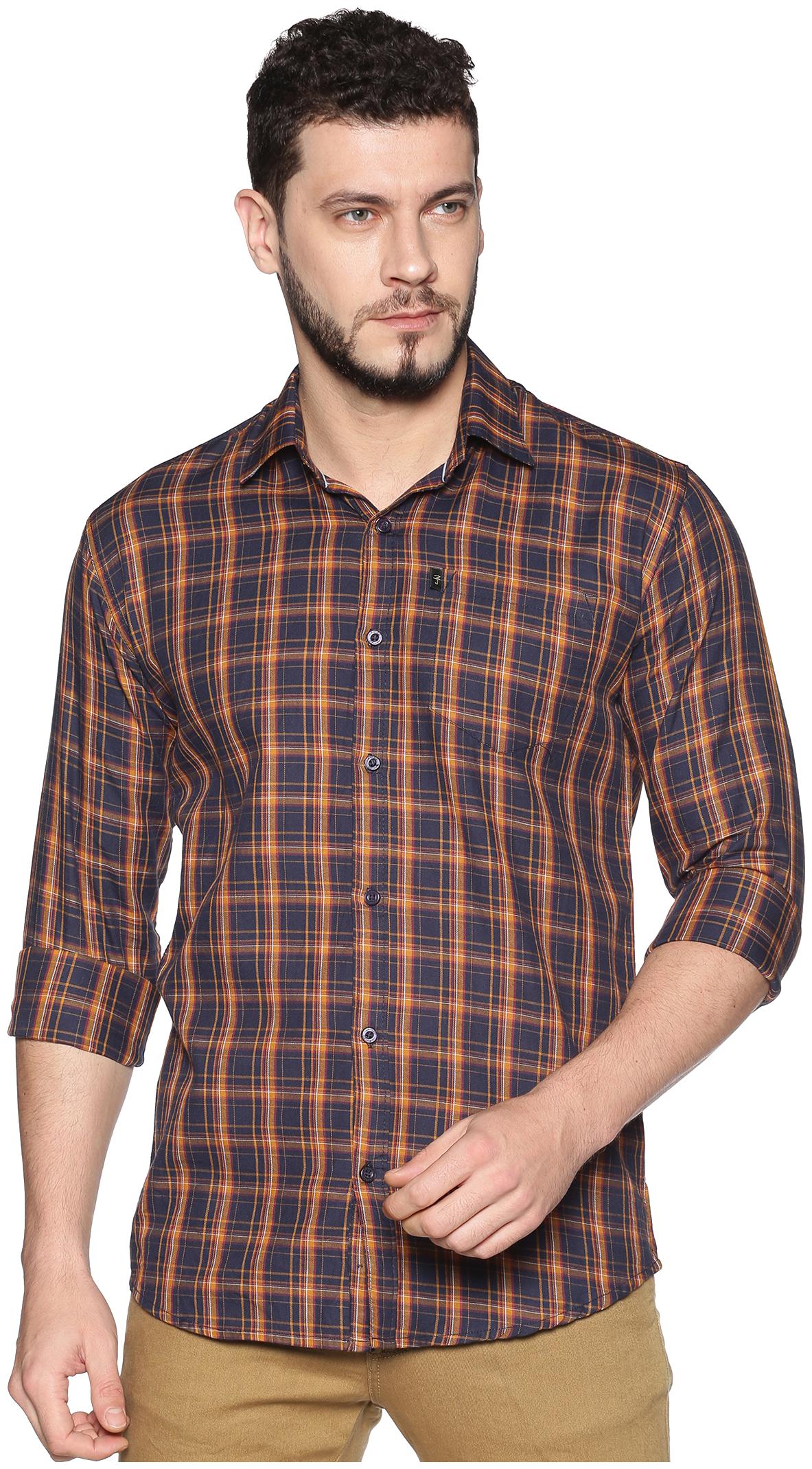 

LEVIZO Men Blue Checked Regular Fit Casual Shirt