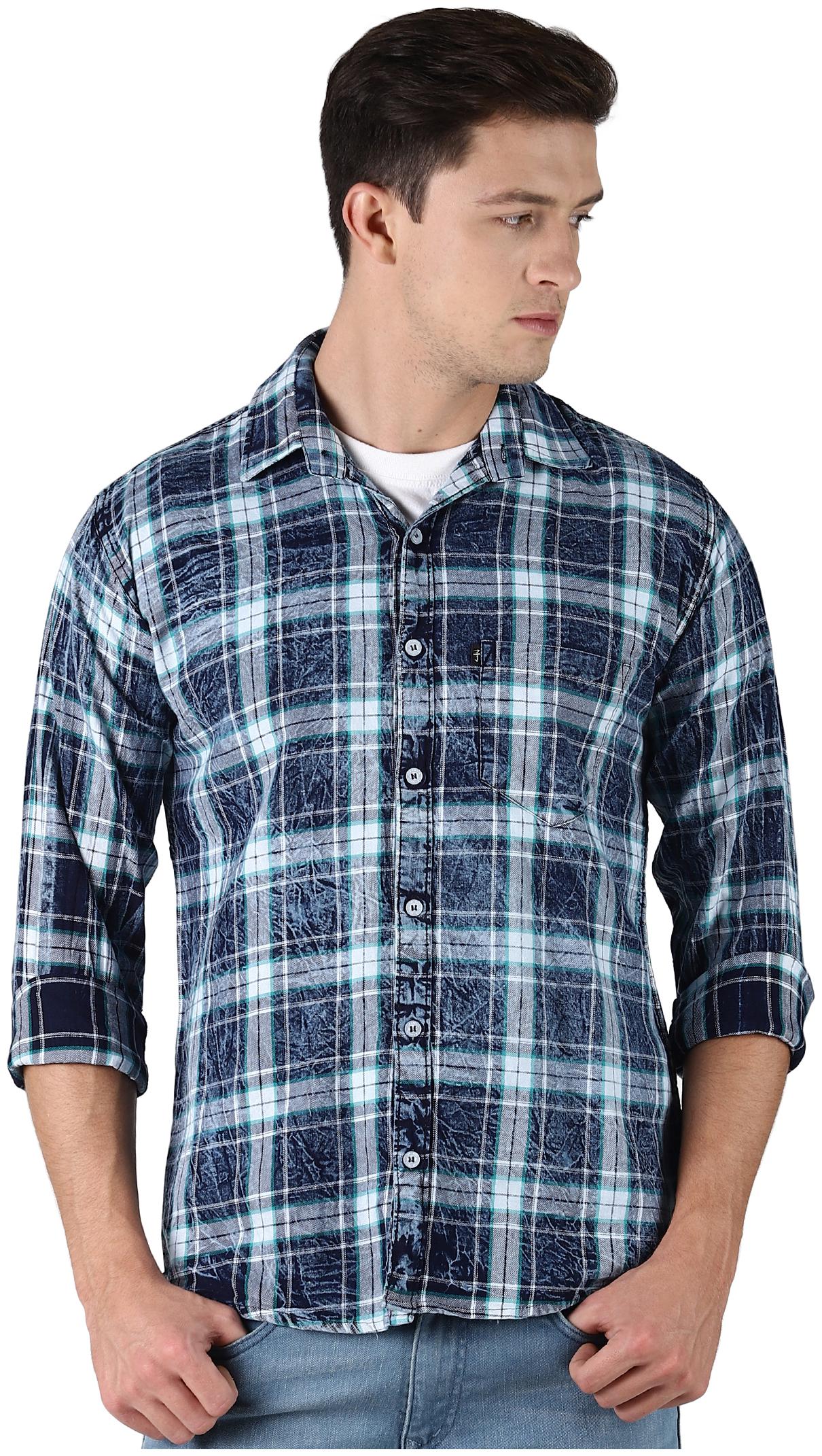 

LEVIZO Men Green Checked Regular Fit Casual Shirt