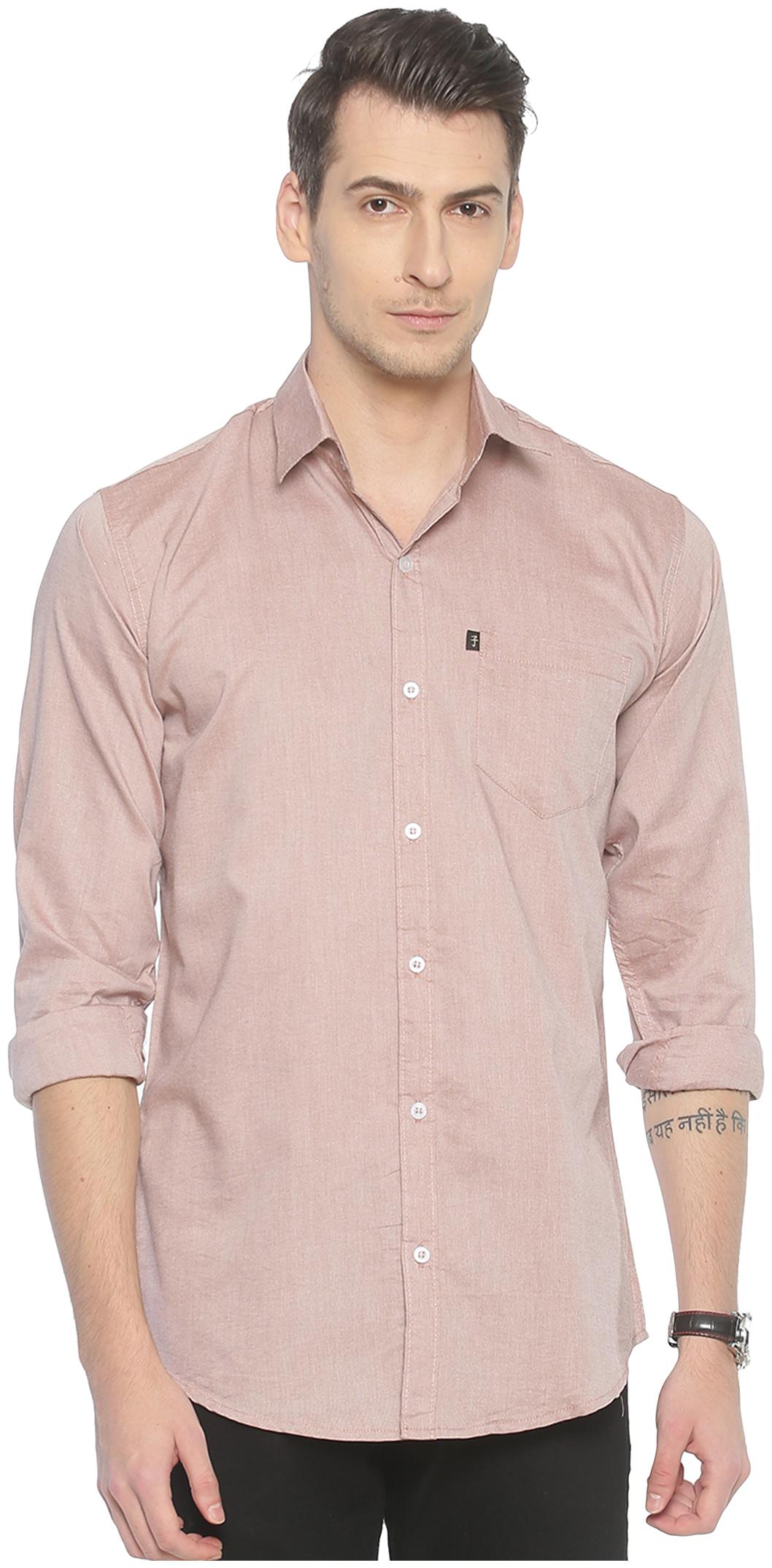 

LEVIZO Men Beige Solid Regular Fit Casual Shirt