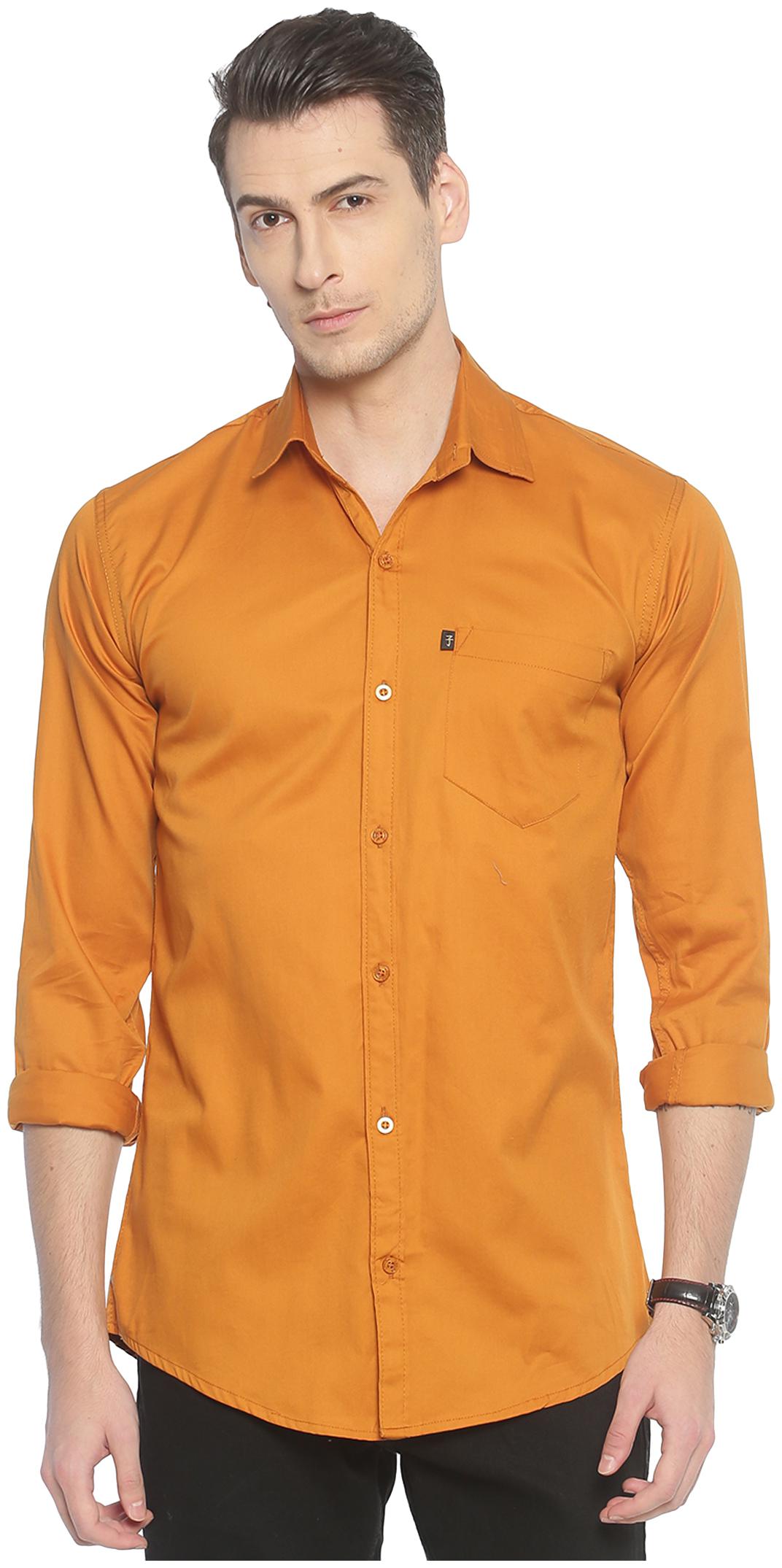 

LEVIZO Men Yellow Solid Regular Fit Casual Shirt