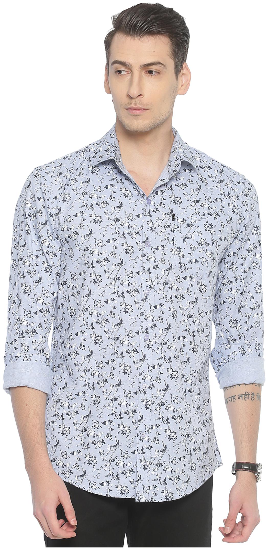 

LEVIZO Men Blue Floral Regular Fit Casual Shirt
