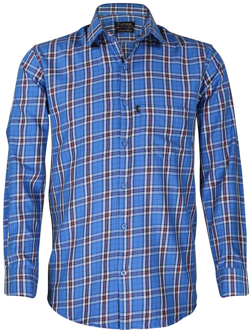 

LEVIZO Men Blue Checked Regular Fit Casual Shirt