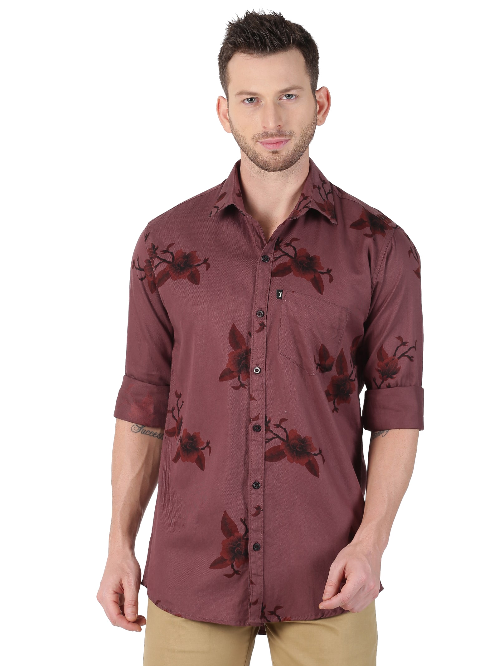 

LEVIZO Men Brown Floral Regular Fit Casual Shirt
