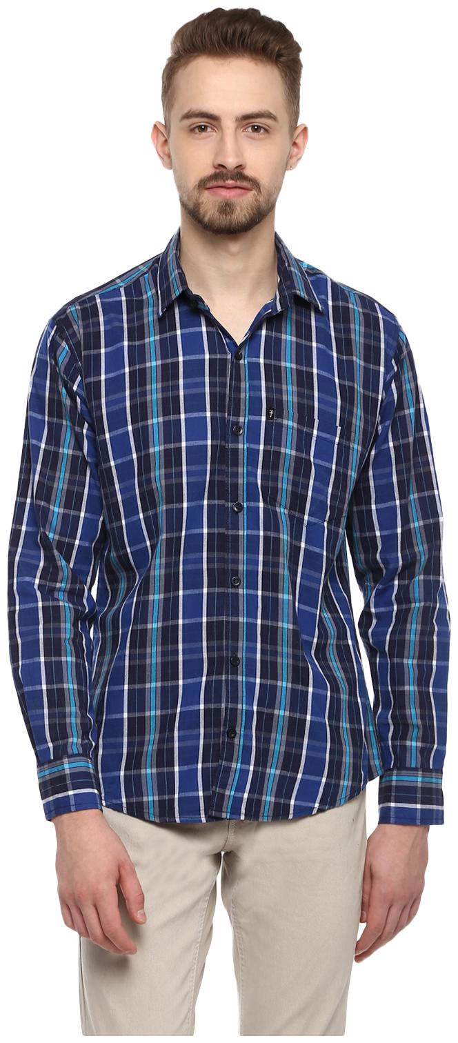 

LEVIZO Men Blue Checked Regular Fit Casual Shirt