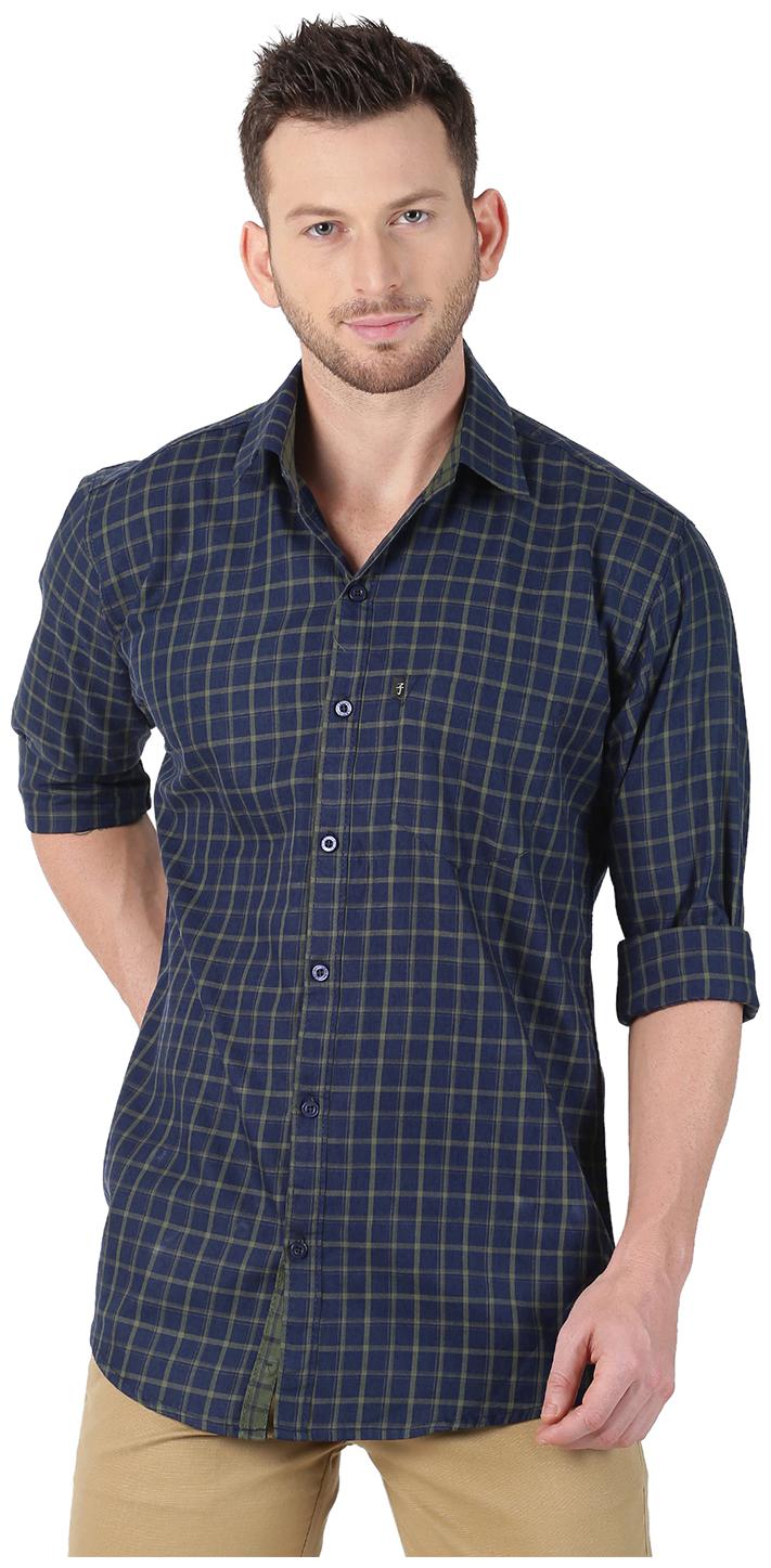 

LEVIZO Men Navy Blue Checked Regular Fit Casual Shirt