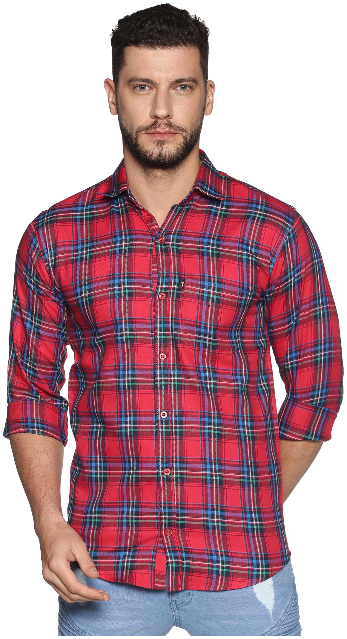 

LEVIZO Men Red Checked Regular Fit Casual Shirt