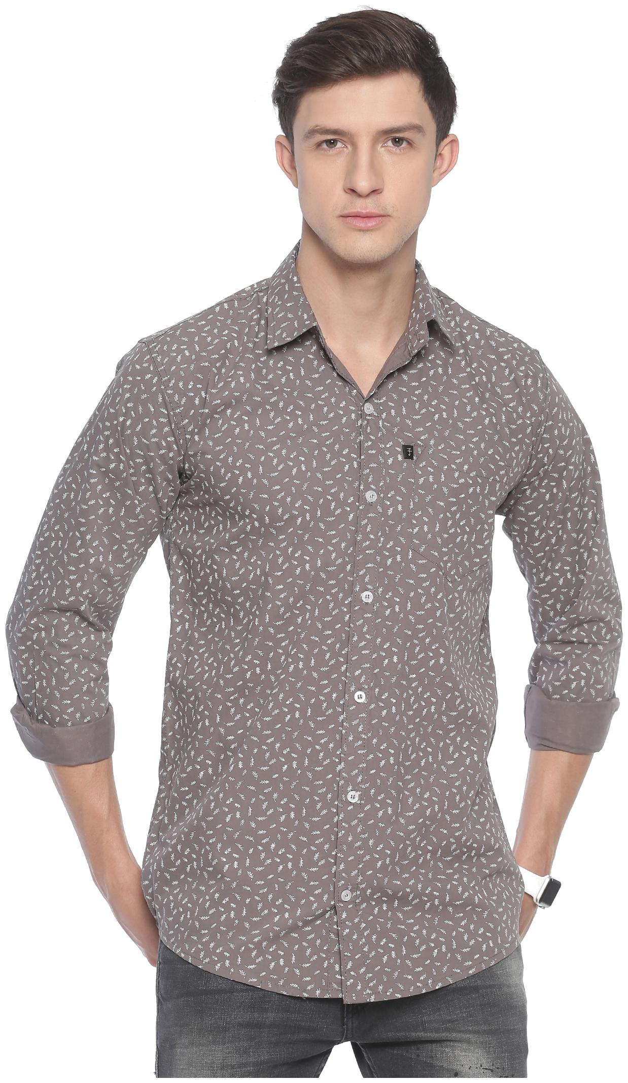 

LEVIZO Men Grey Printed Regular Fit Casual Shirt