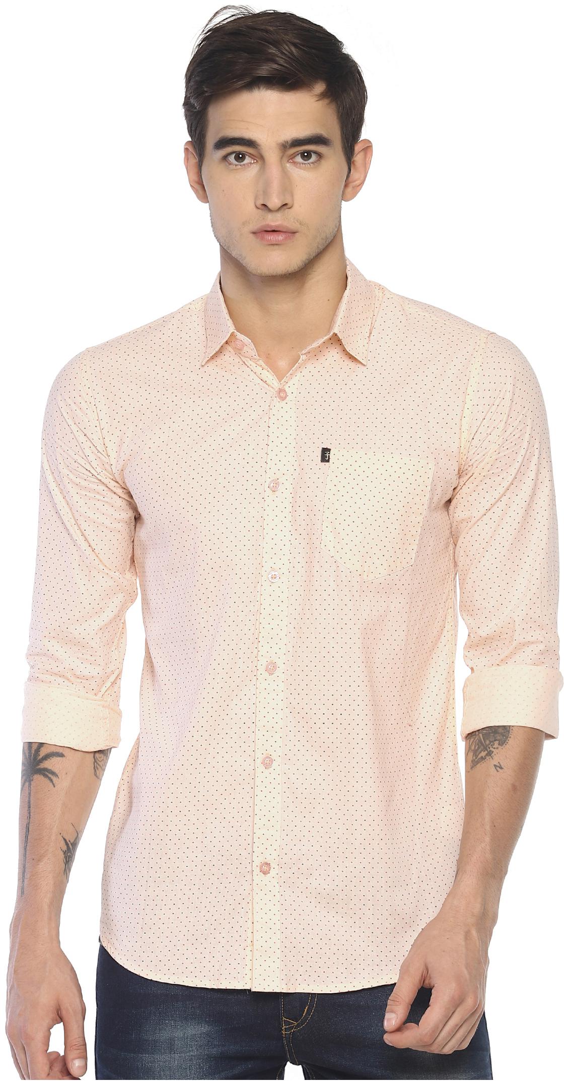 

LEVIZO Men Pink Printed Regular Fit Casual Shirt