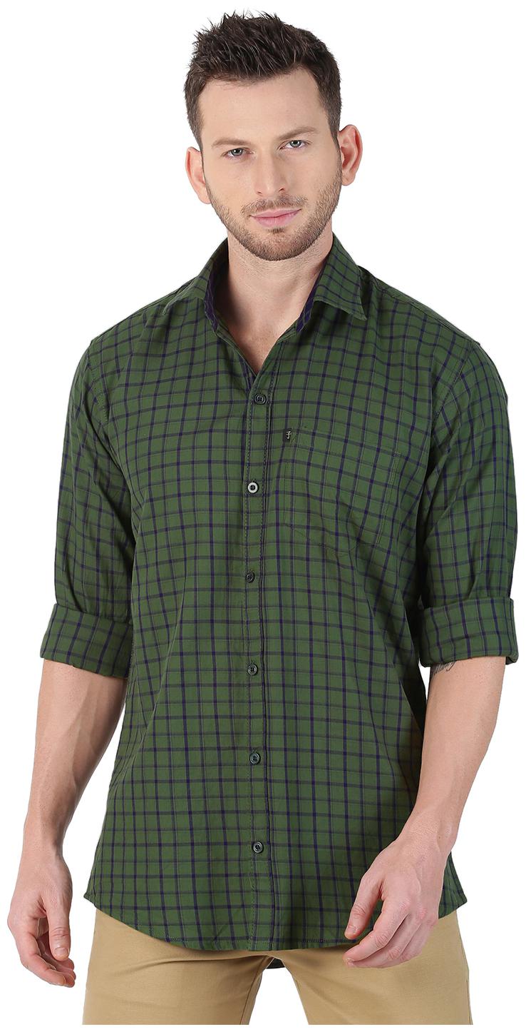 

LEVIZO Men Green Checked Regular Fit Casual Shirt