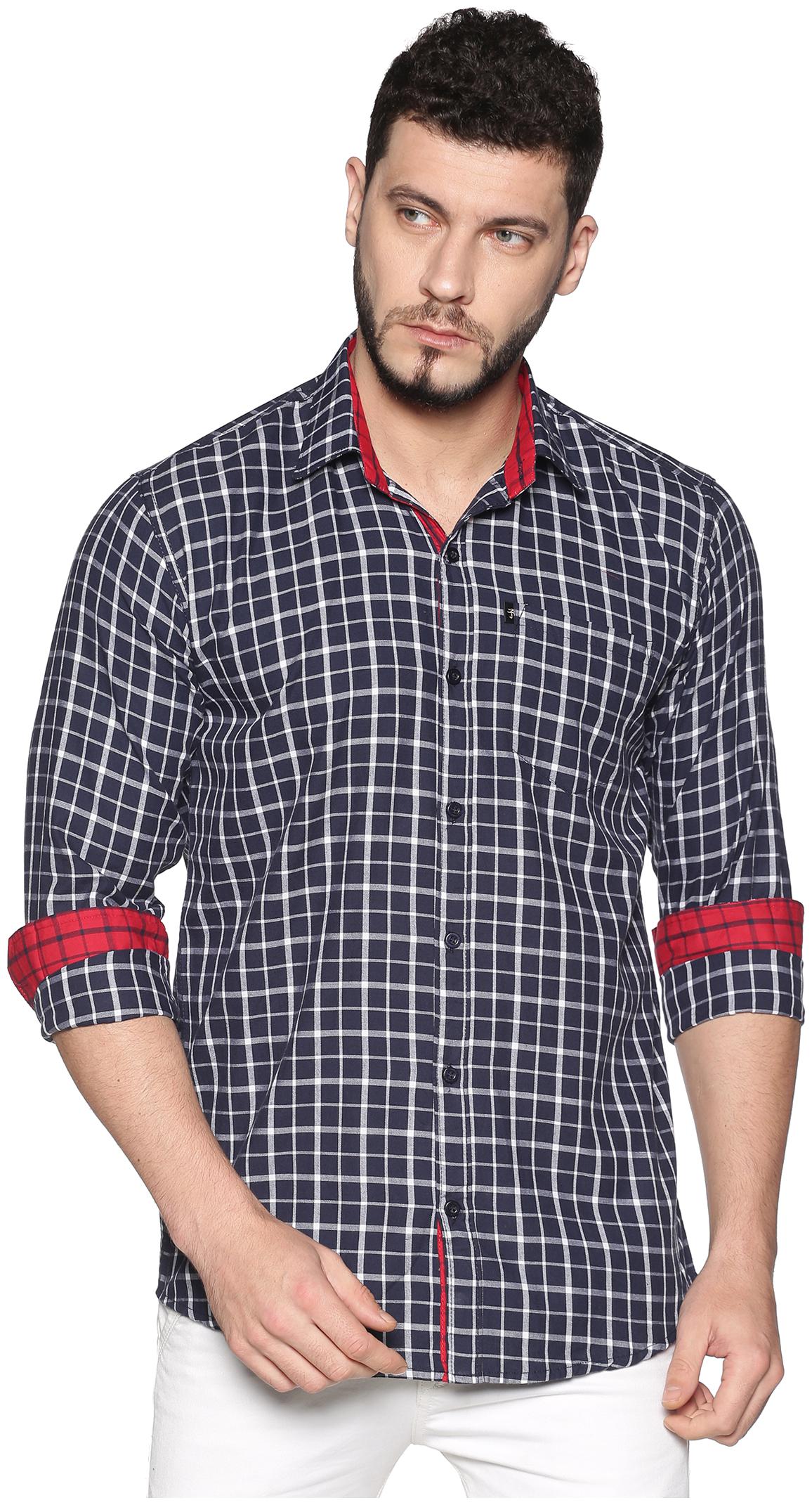 

LEVIZO Men Grey Checked Regular Fit Casual Shirt