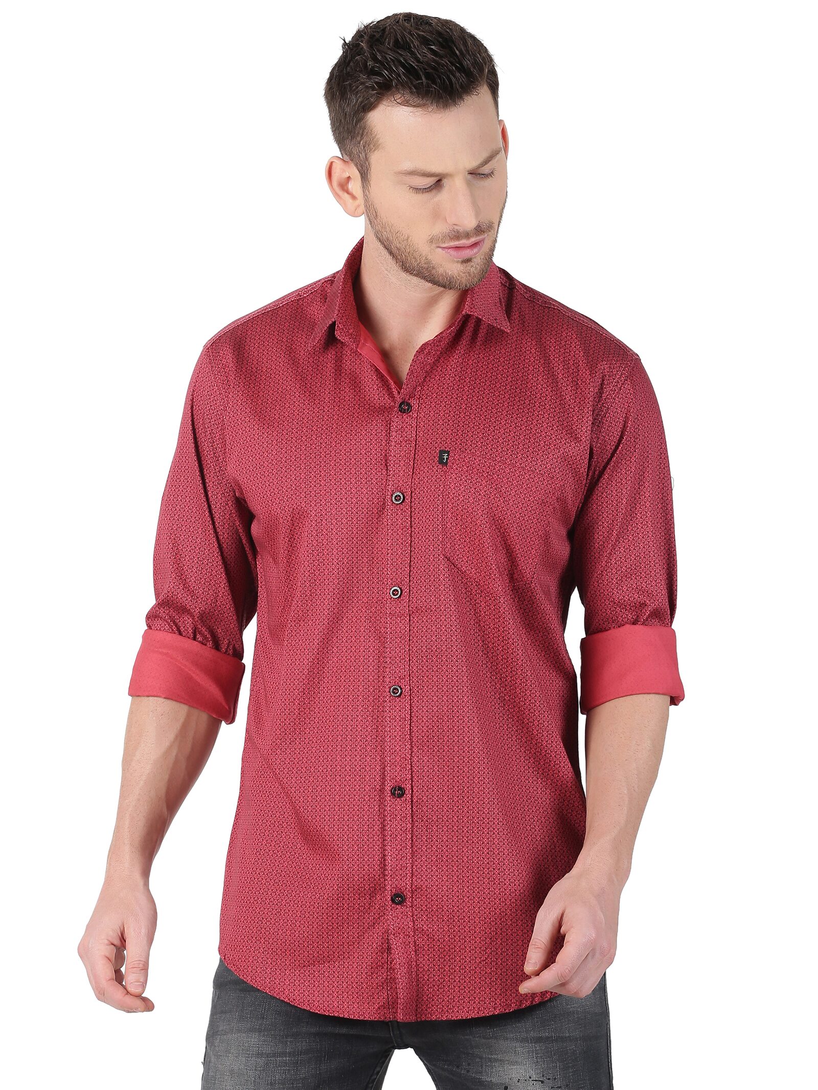 

LEVIZO Men Maroon Printed Regular Fit Casual Shirt
