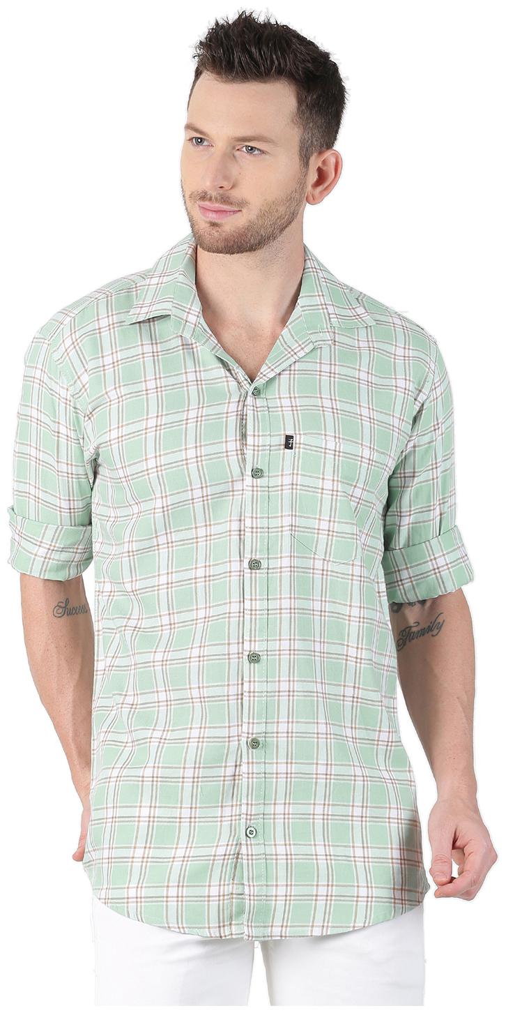 

LEVIZO Men Green Checked Regular Fit Casual Shirt