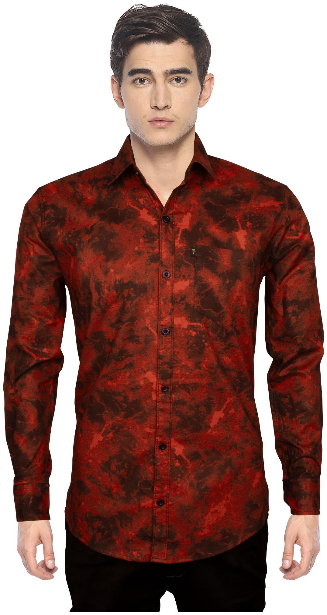 

LEVIZO Men Red Abstract Regular Fit Casual Shirt