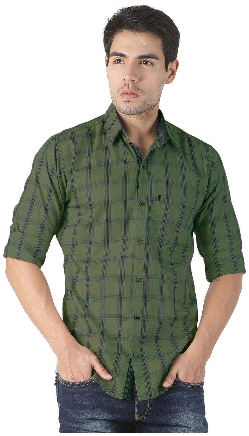 

LEVIZO Men Green Checked Regular Fit Casual Shirt