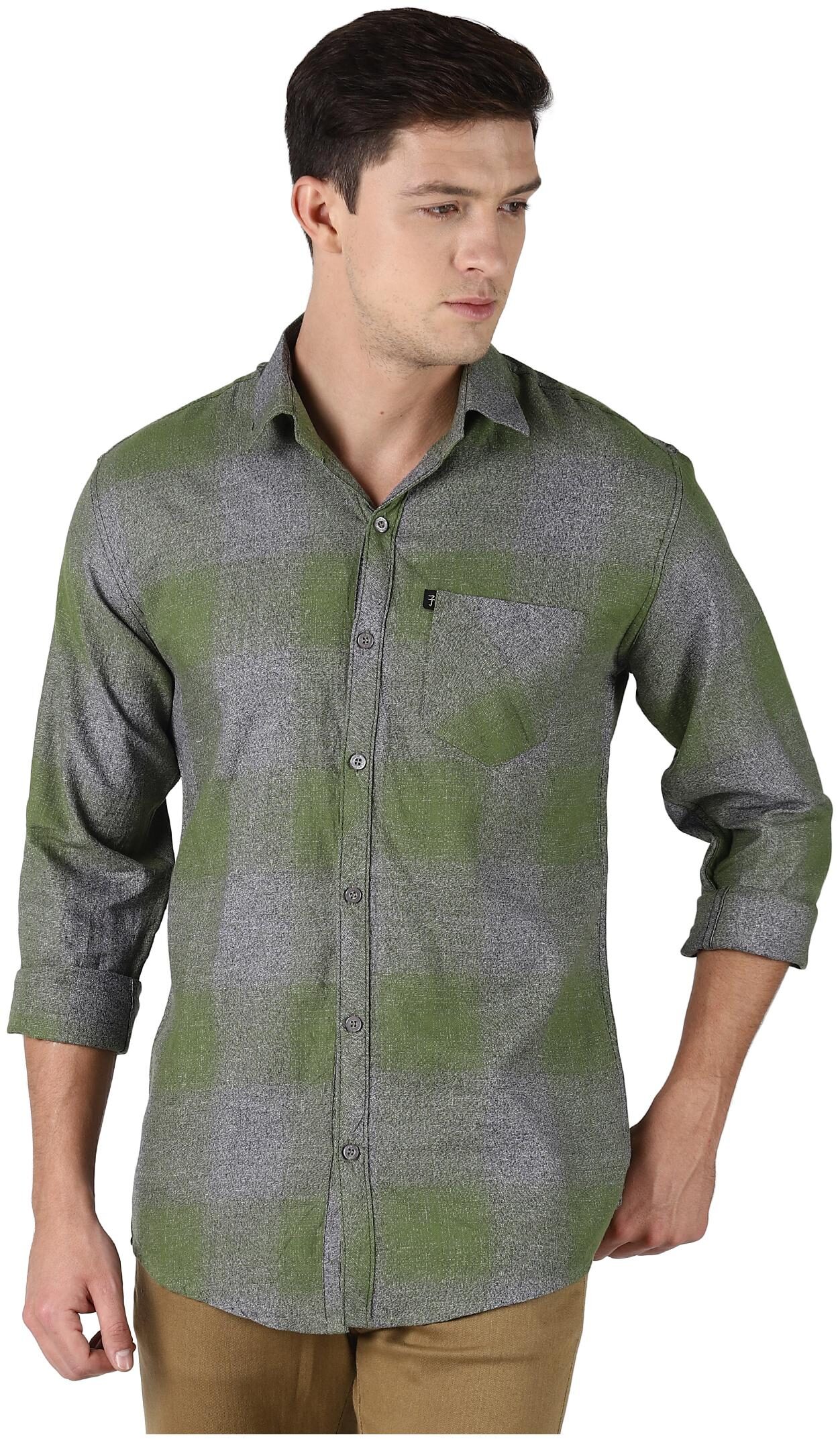 

LEVIZO Men Green Faded Regular Fit Casual Shirt
