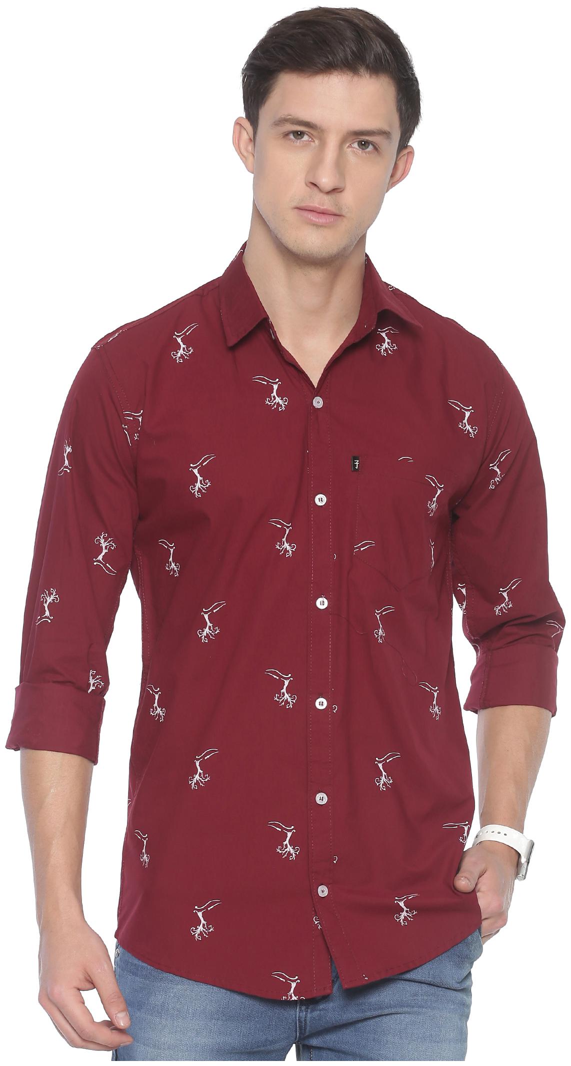 

LEVIZO Men Maroon Printed Regular Fit Casual Shirt