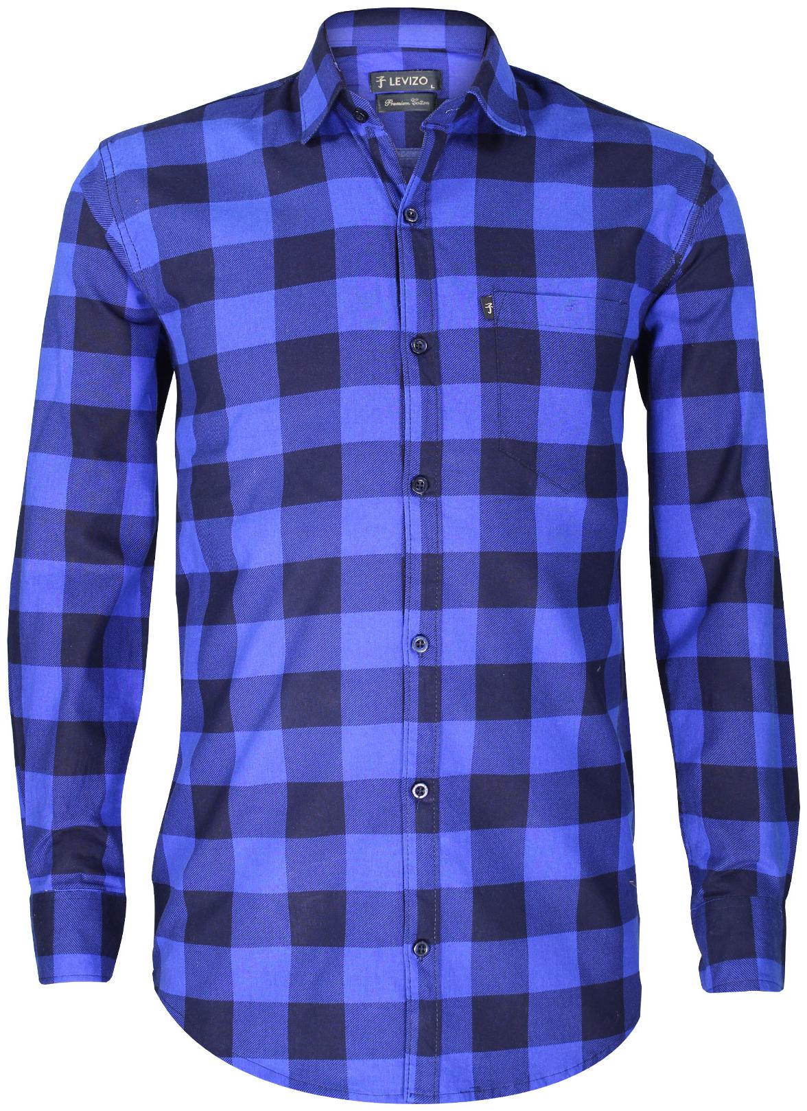 

LEVIZO Men Blue Checked Regular Fit Casual Shirt