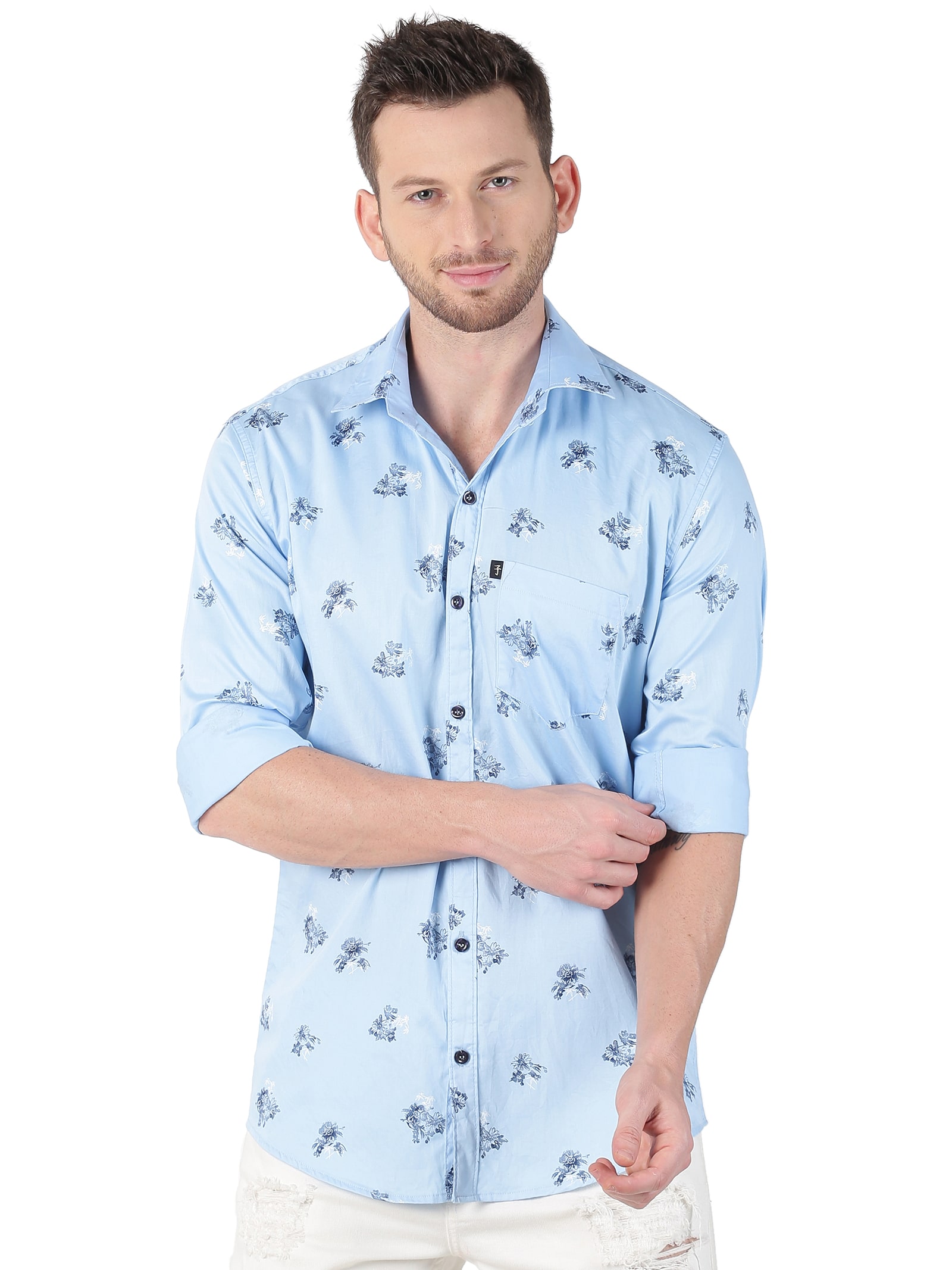 

LEVIZO Men Blue Floral Regular Fit Casual Shirt