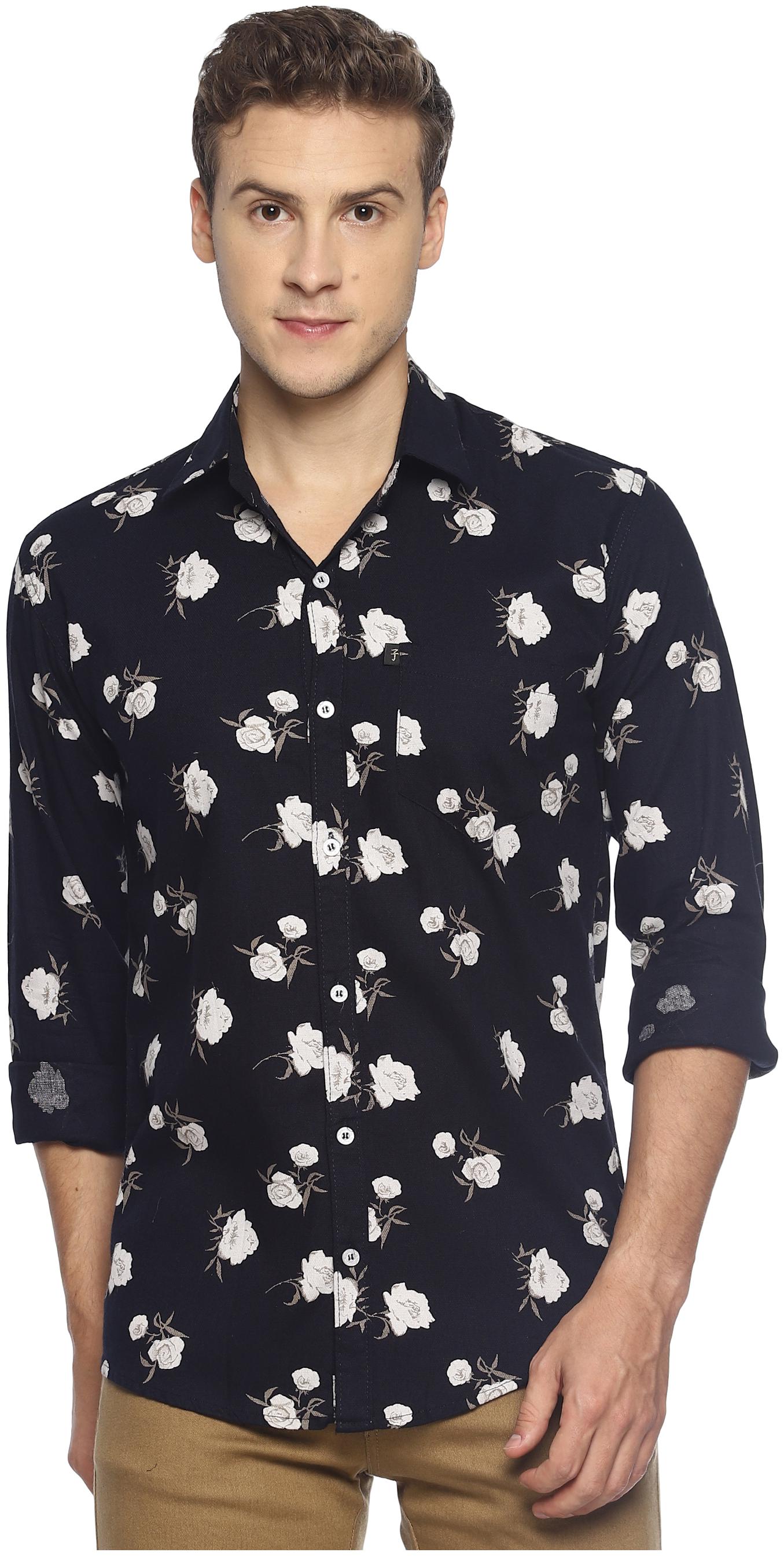 

LEVIZO Men Blue Floral Regular Fit Casual Shirt