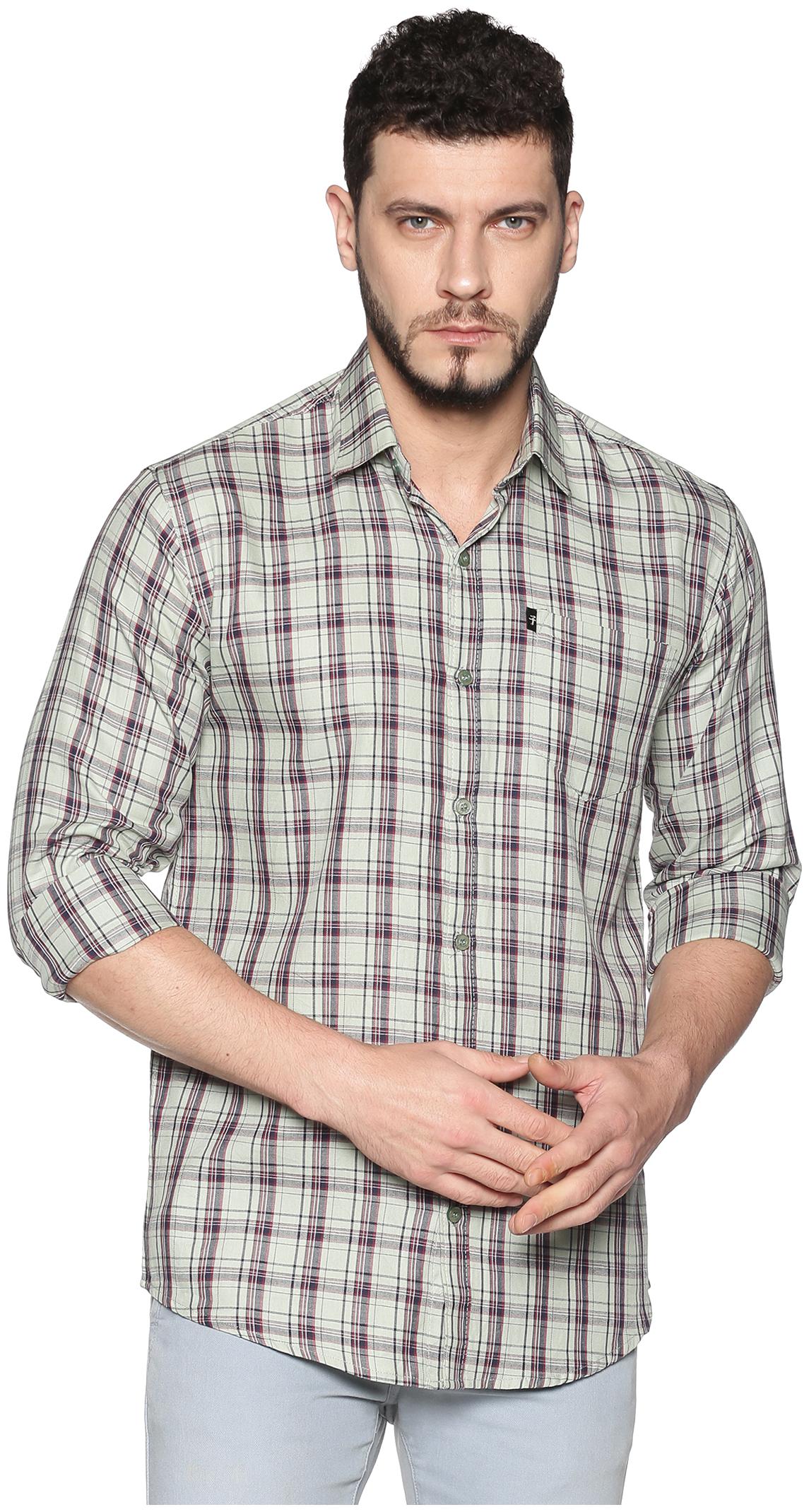 

LEVIZO Men Green Checked Regular Fit Casual Shirt