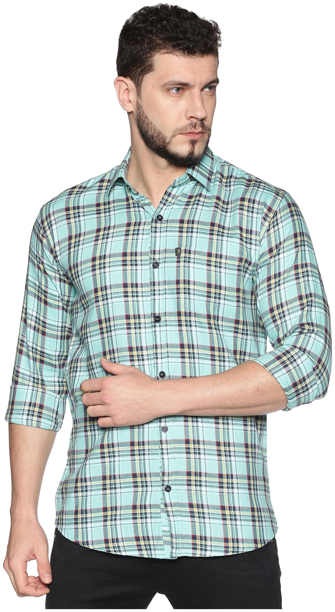 

LEVIZO Men Cotton Checked Turquoise Casual Shirt