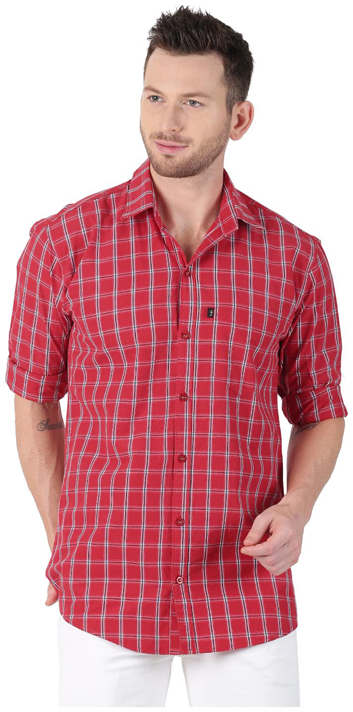 

LEVIZO Men Red Checked Regular Fit Casual Shirt
