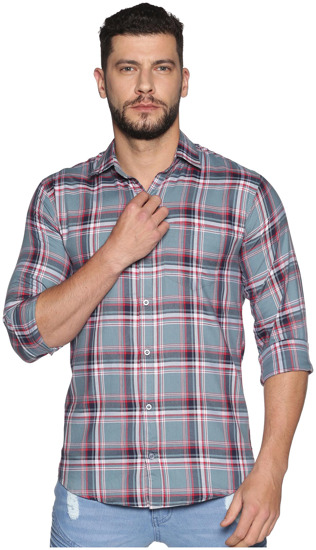 

LEVIZO Men Blue Checked Regular Fit Casual Shirt