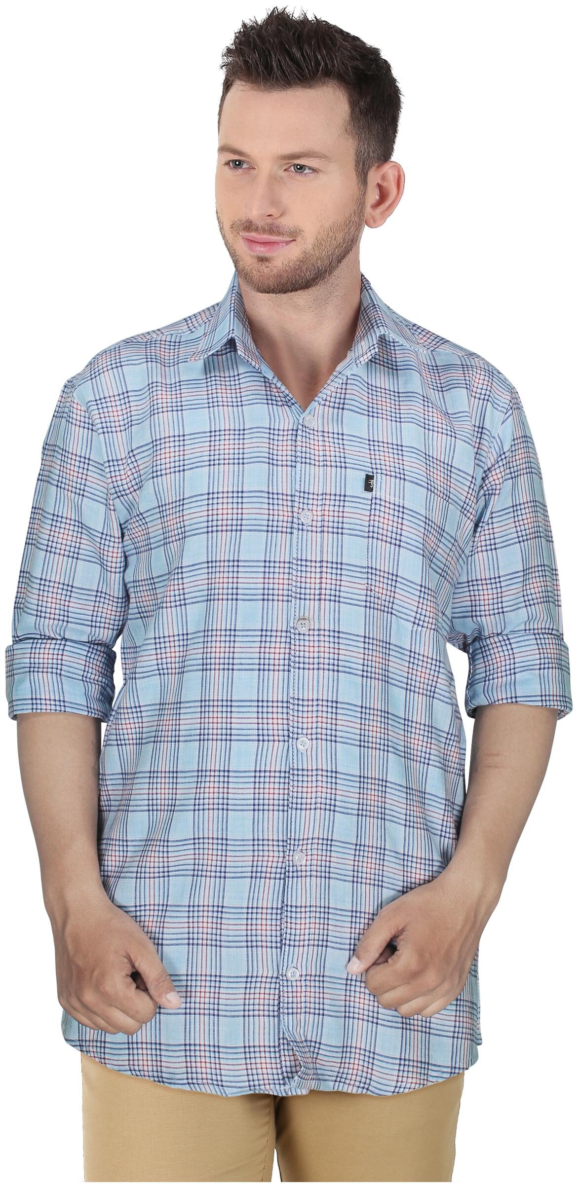 

LEVIZO Men Blue Checked Regular Fit Casual Shirt